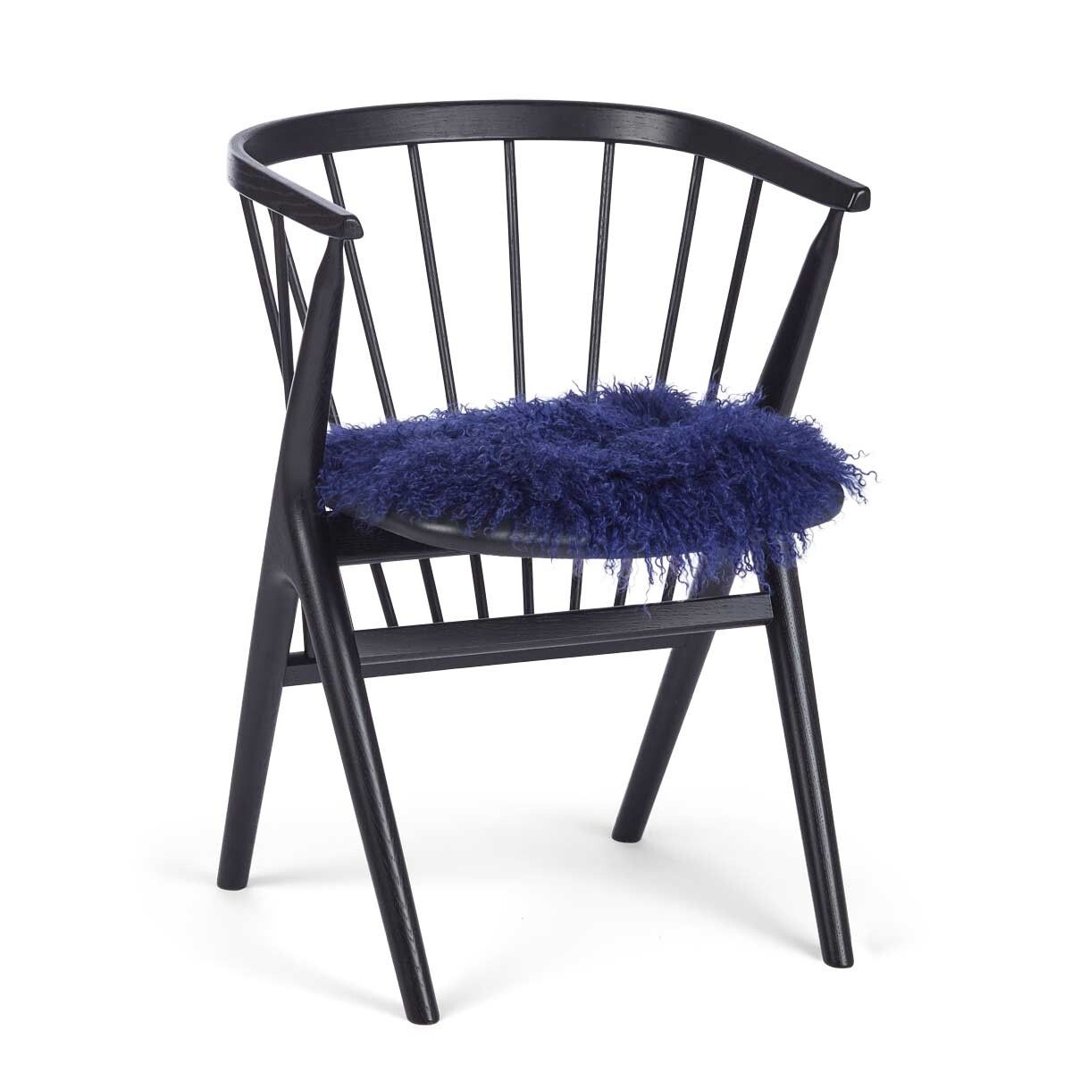 Tibetan Sheepskin Seat Cover | Ø38cm Navy Blue