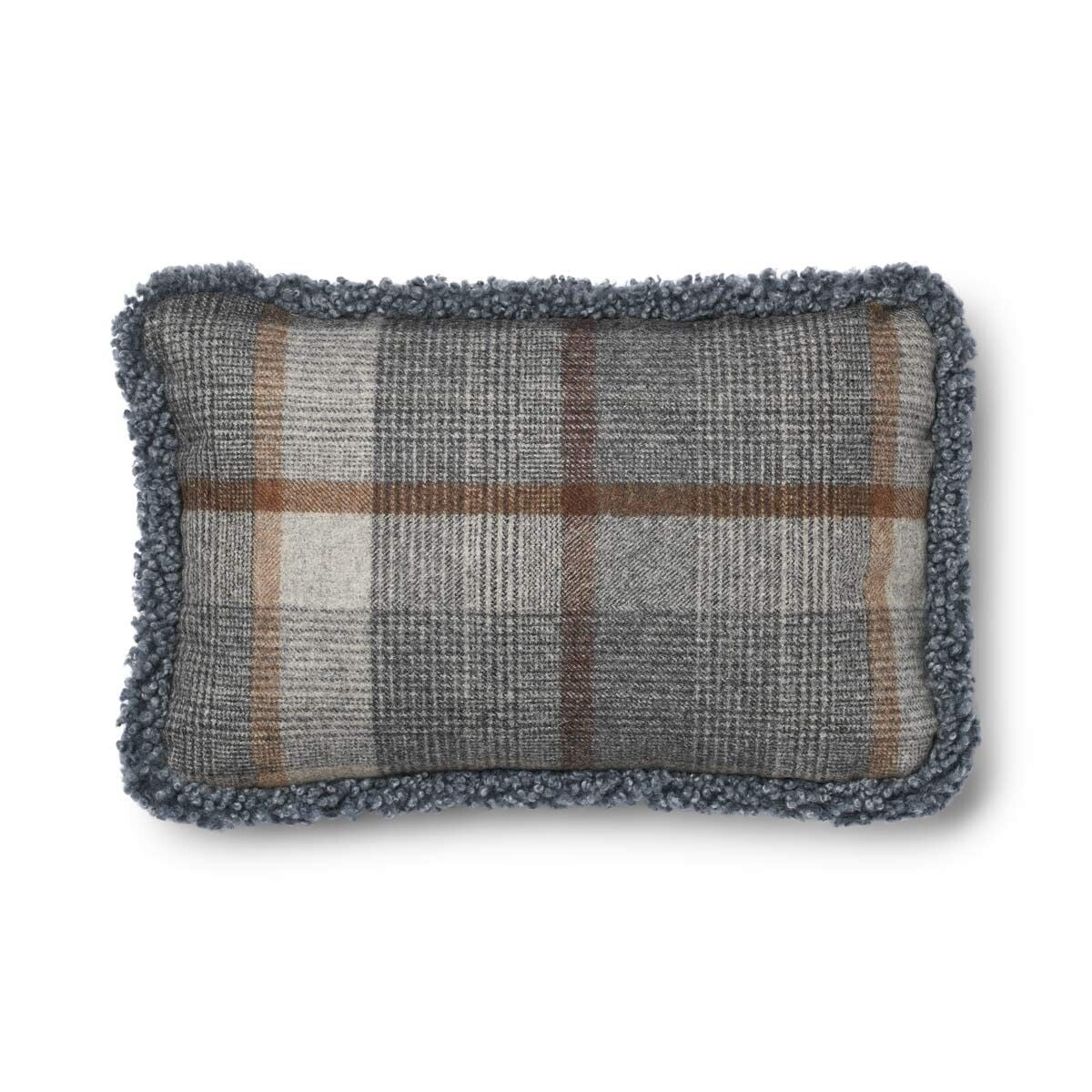 Wool Cushion | Doublesided | Short Wool trim | 52x52 cm | 34x52 cm Glencheck-Grey/Light Grey