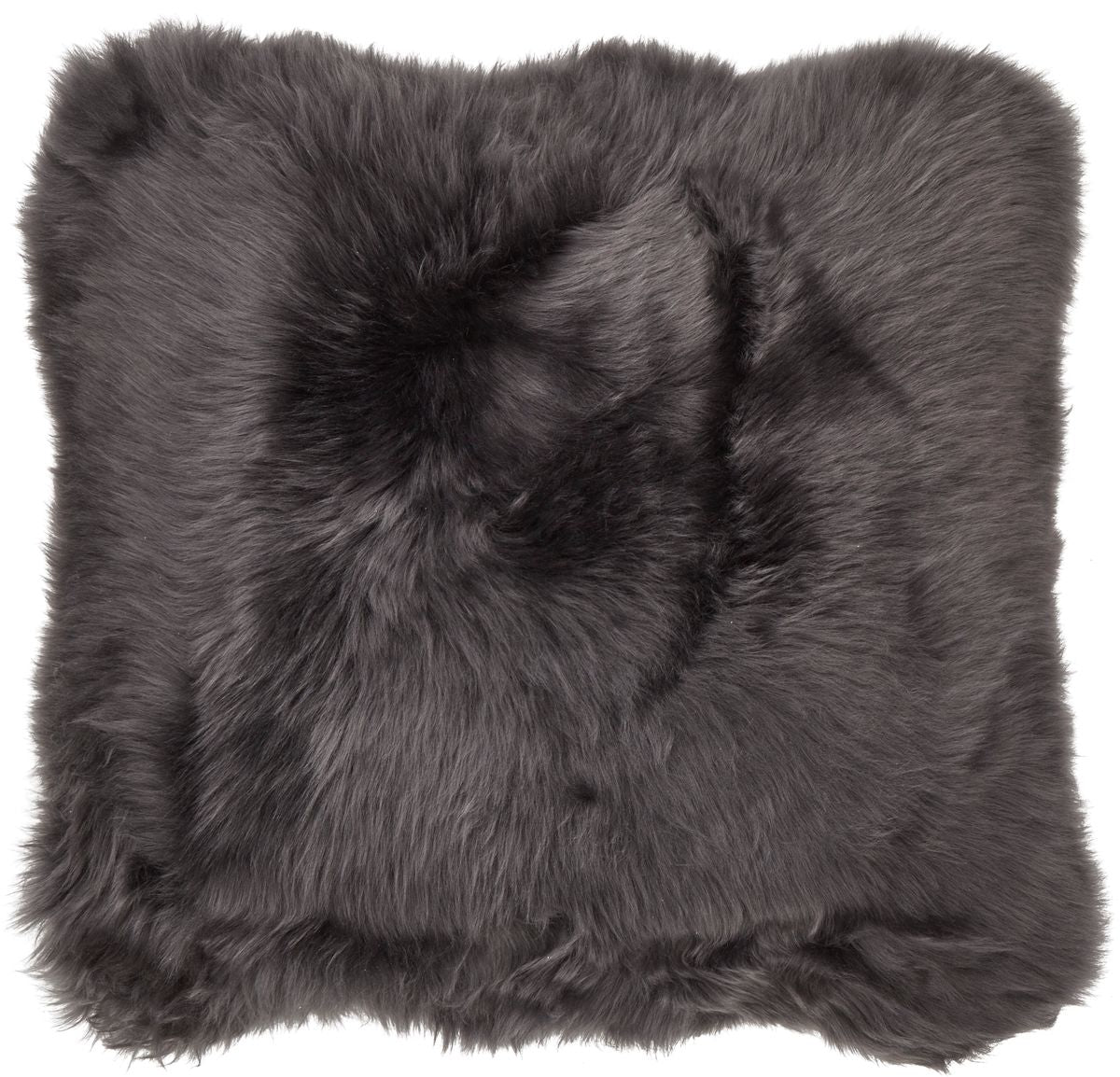 Long Wool Sheepskin Cushion | Leather backing Steel