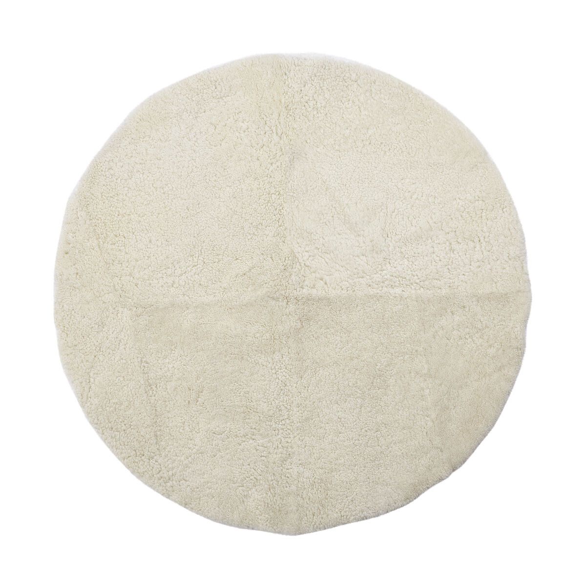 Short Wool Curly Sheepskin Design Rug | Ø140 cm Ivory