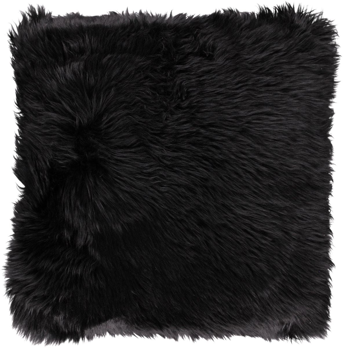 Long Wool Sheepskin Cushion | 35x35 cm Black