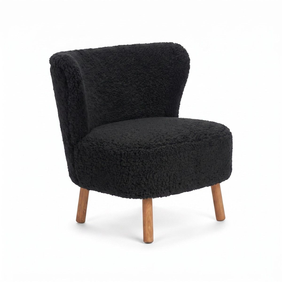 Emil Lounge Chair | Short Wool Black