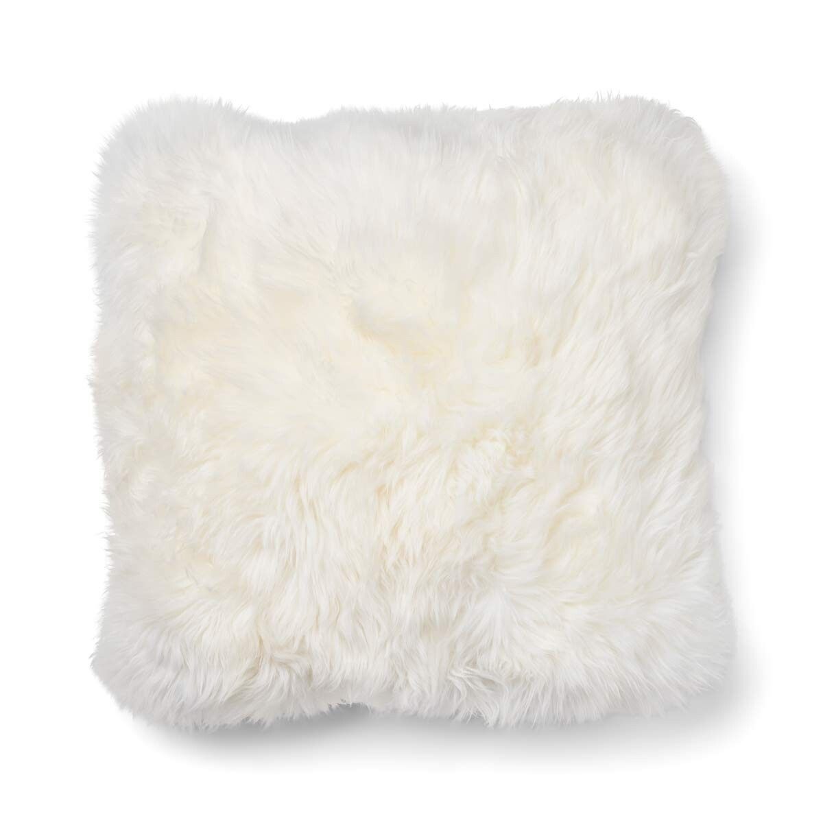 Two-sided Cushion | Long Wool | 52x52 cm Oatmeal-Beige/Ivory