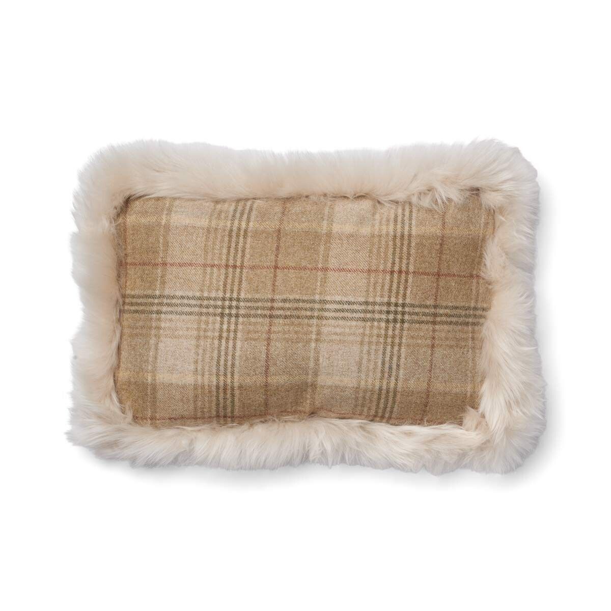 Wool Cushion Rectangular | Doublesided | LW trim | 34x52 cm Sand-Beige/Linen