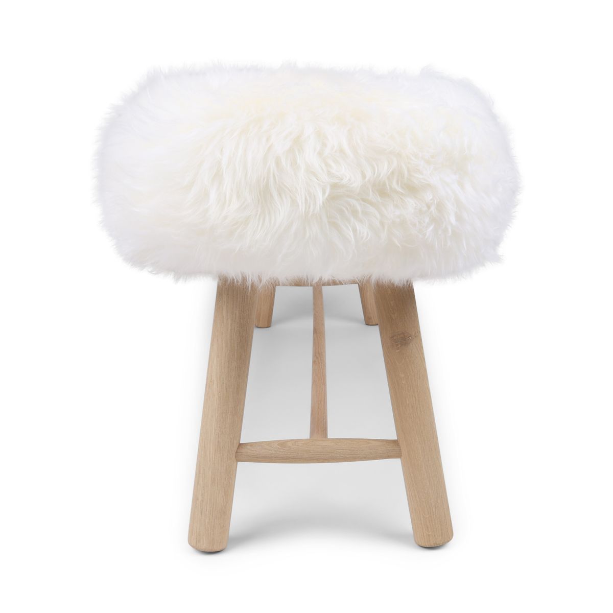 Theodor Bench | New Zealand Long Wool Sheepskin | Oak Legs Ivory