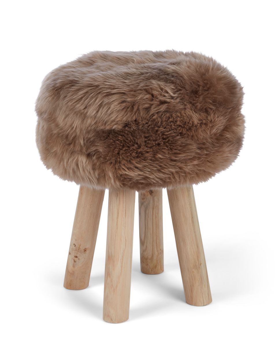 Theo Stool + Cover | Oak Legs | New Zealand Sheepskin