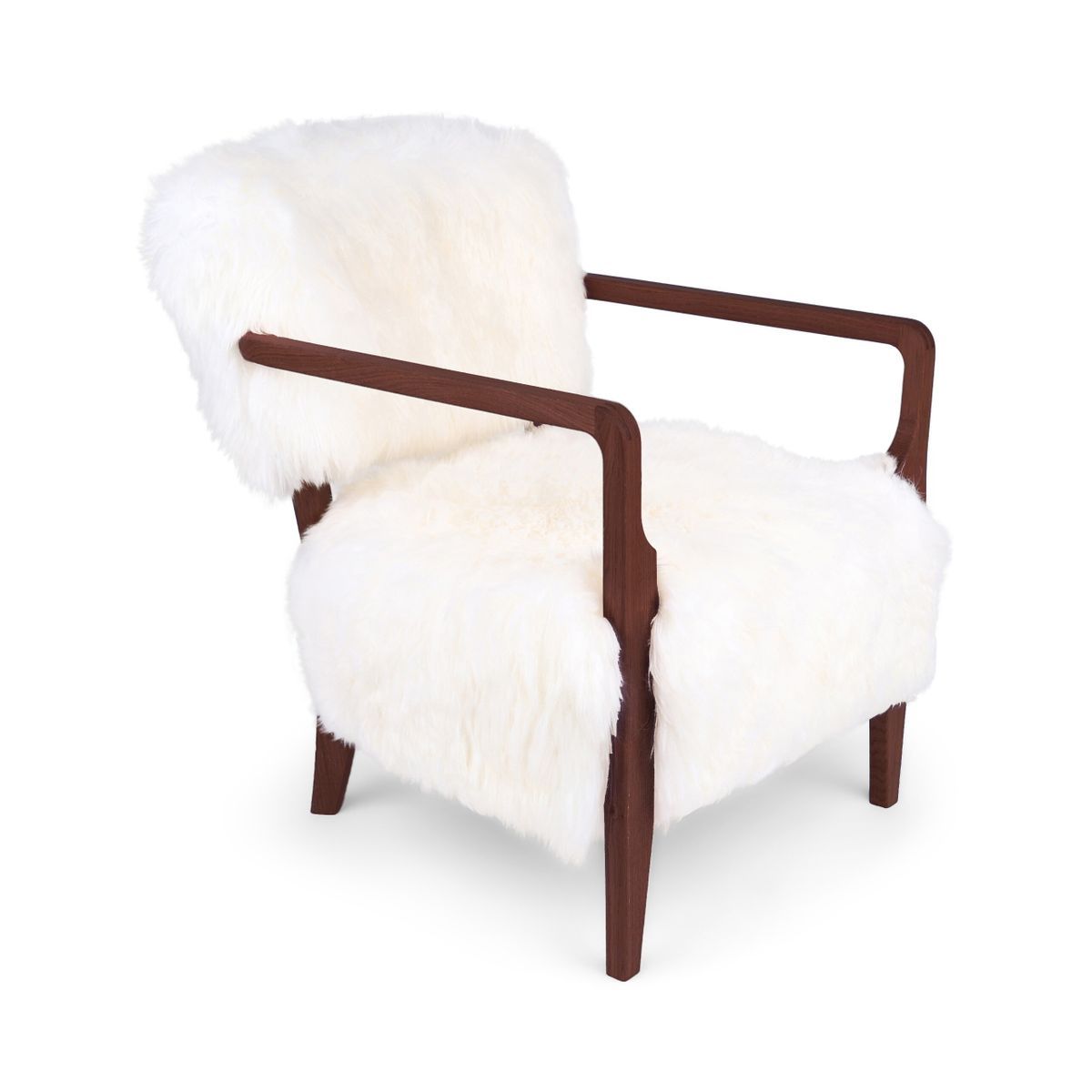 Lina Lounge Chair | New Zealand Sheepskin | Long Wool Ivory