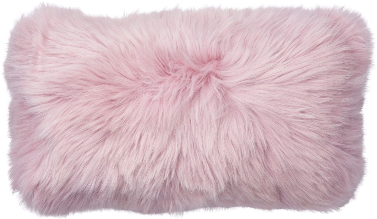 Long Wool Sheepskin Cushion | Doublesided | New Zealand | 25x50 cm Coral Silver Pink