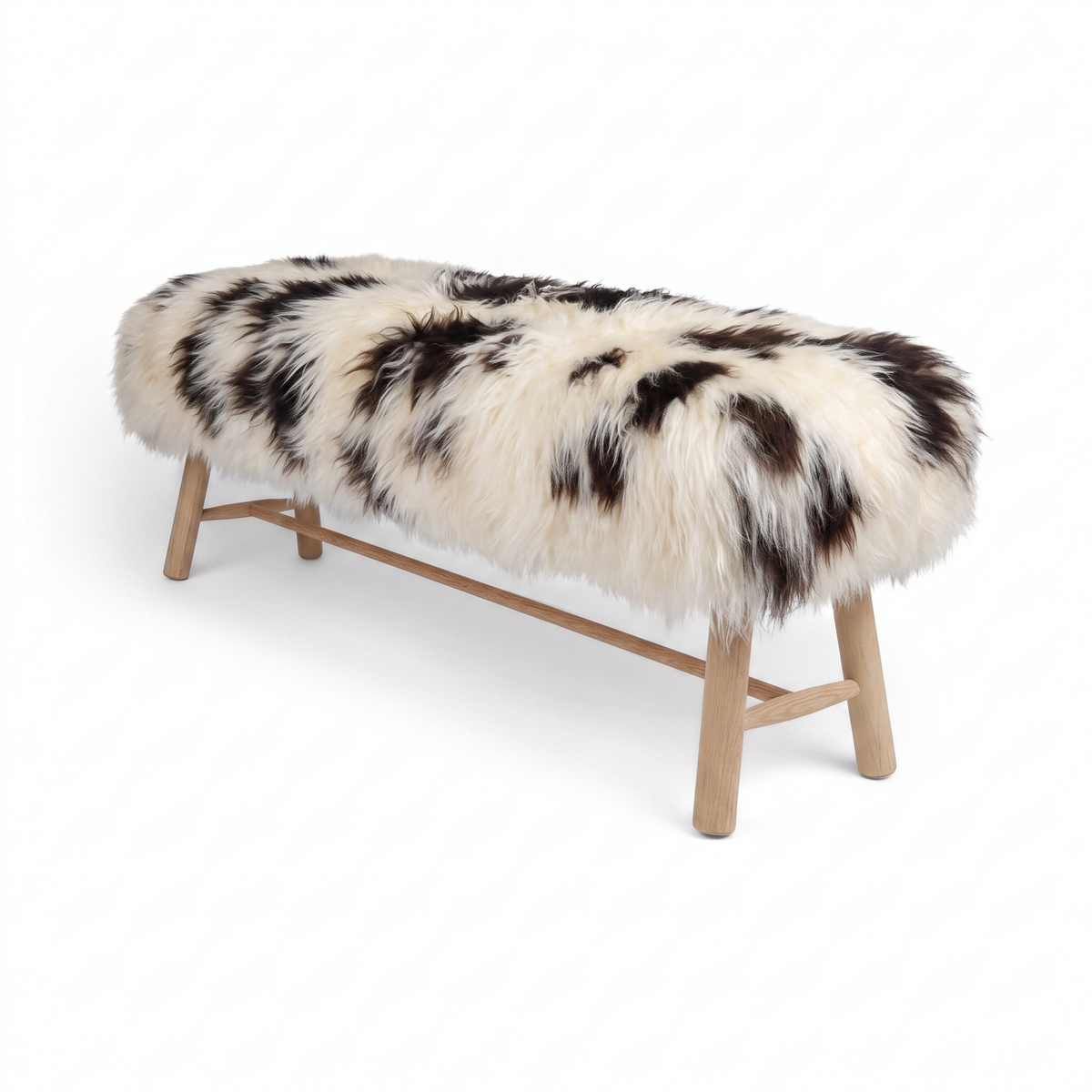 Theo Bench | Icelandic Sheepskin | Oak Legs Spotted
