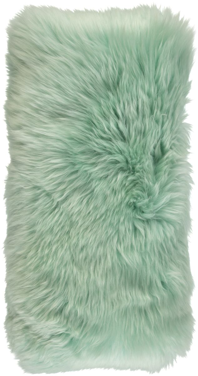 Long Wool Sheepskin Cushion | 28x56 cm Mint