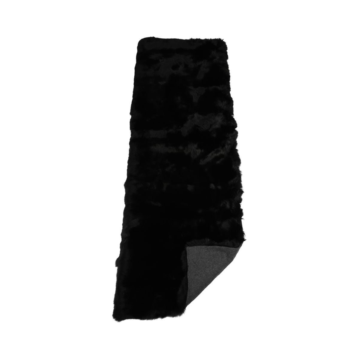 Premium Fox Throw | Cashmere Backing | Black | 80x220 cm