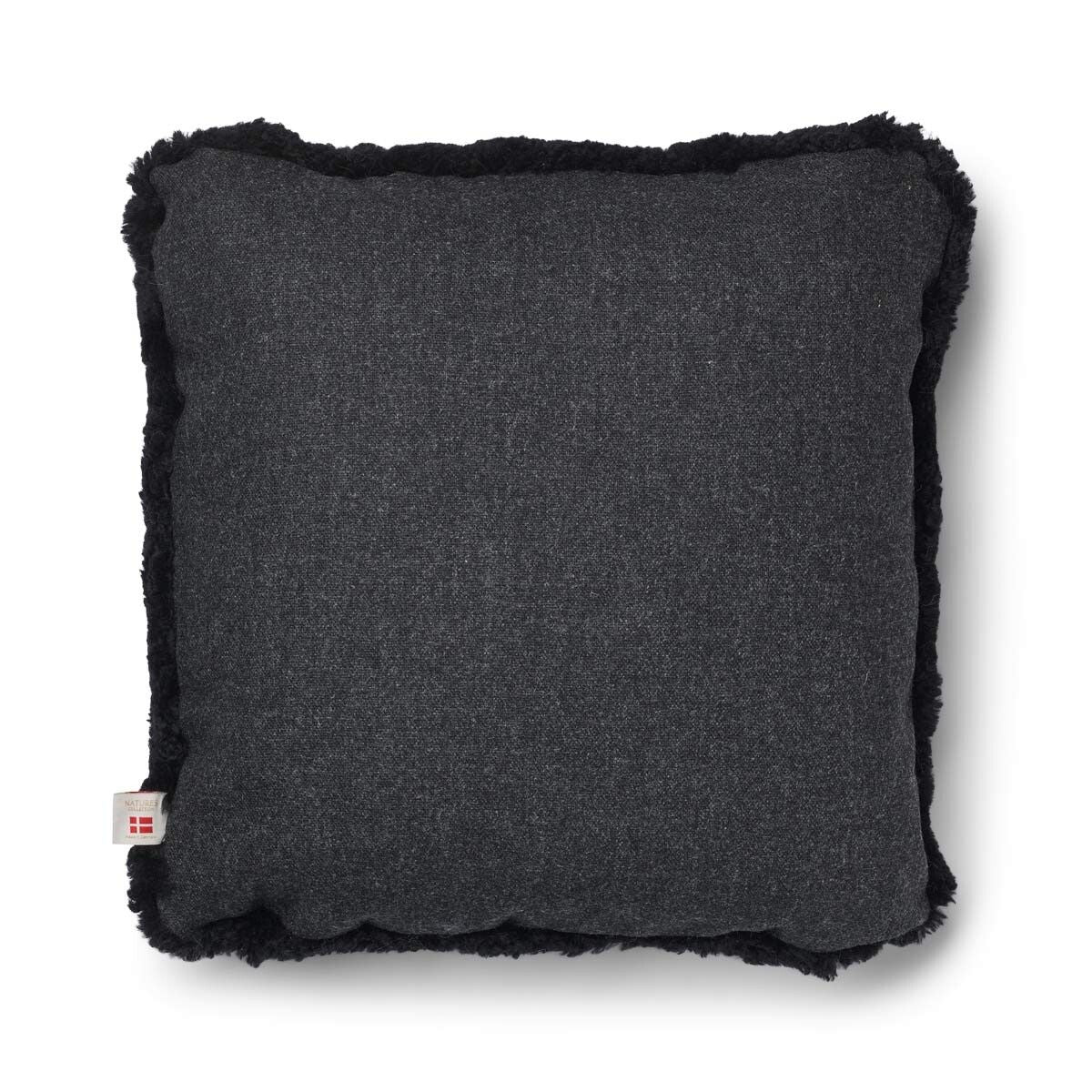 Short Wool Sheepskin Cushion | Two-sided |52x52 cm | 34x52 cm Charcoal/Black