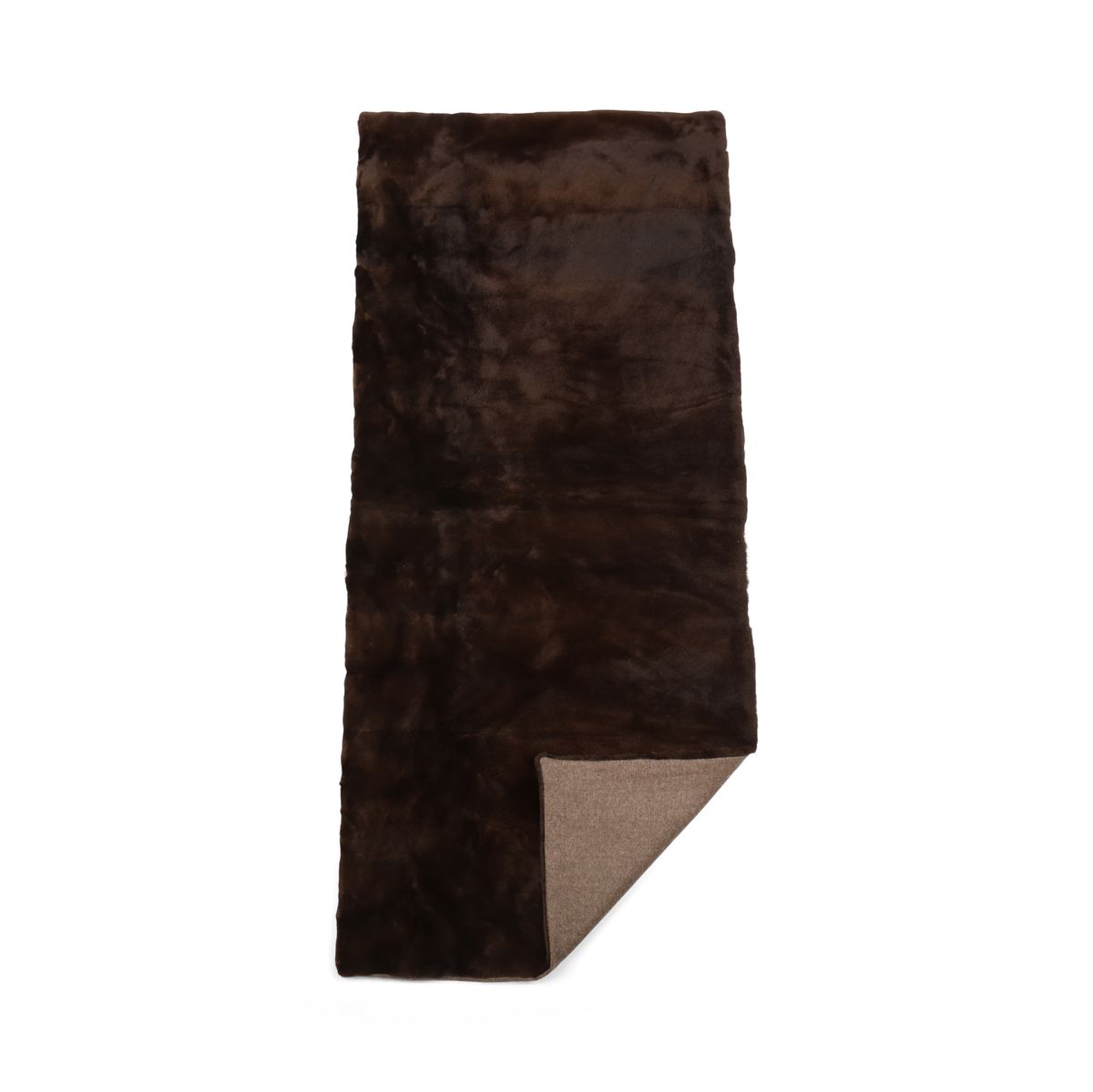 Mink Throw | Cashmere Backing | Dark Brown | 64x142 cm