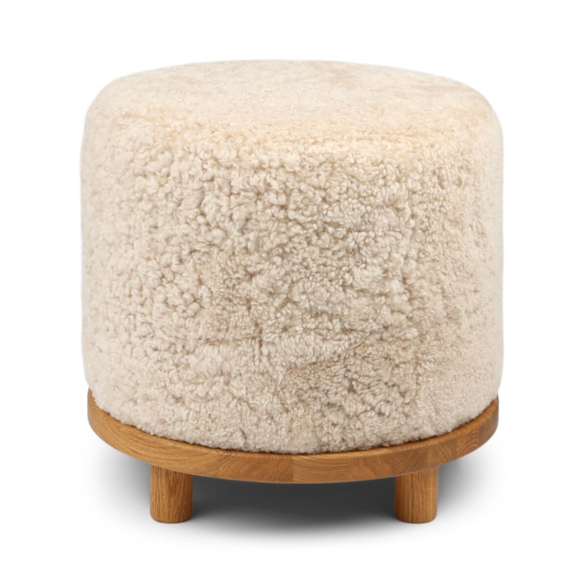 Simon Stool | Short Wool | D46xH42 cm Pearl