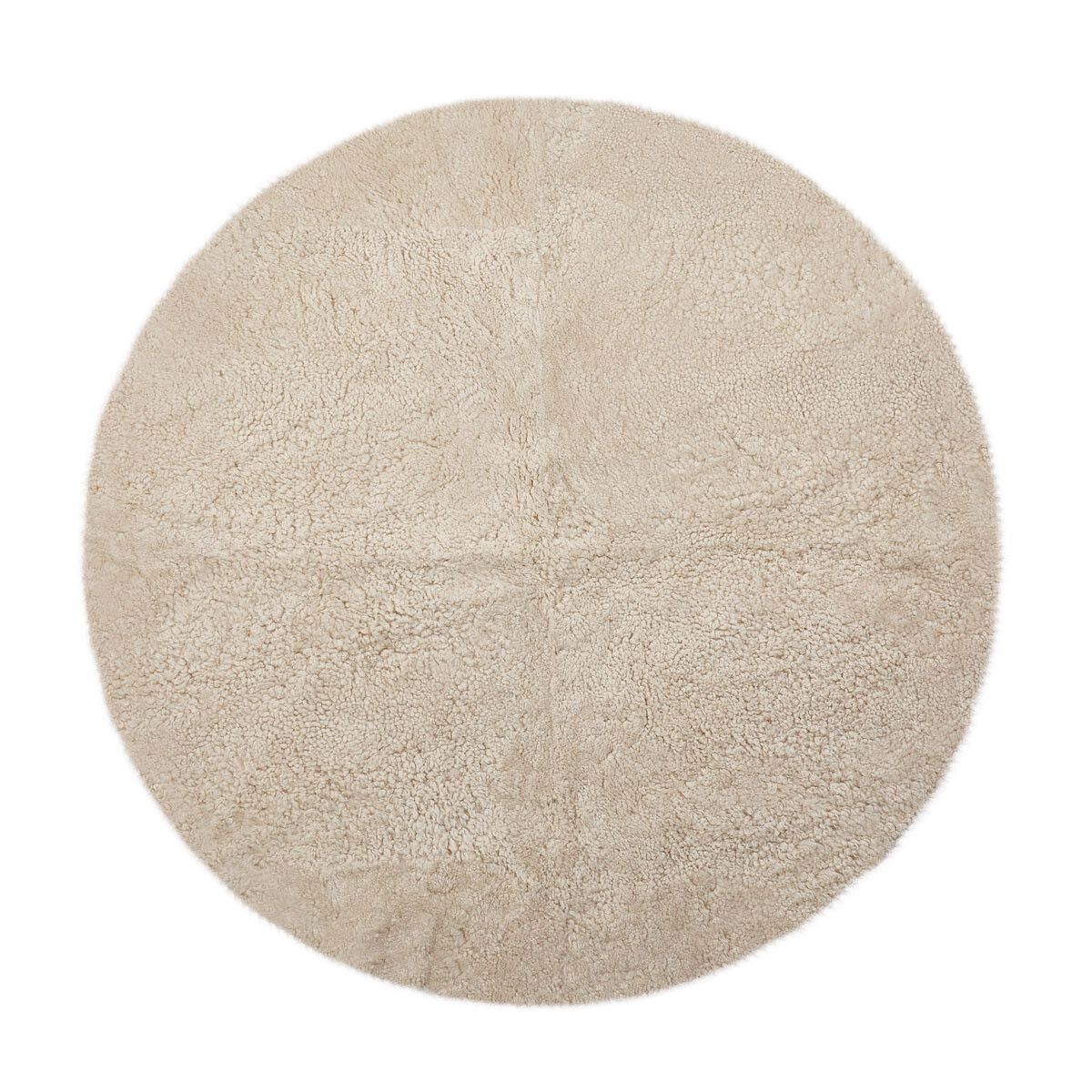 Short Wool Curly Sheepskin Design Rug | Ø180 cm Pearl