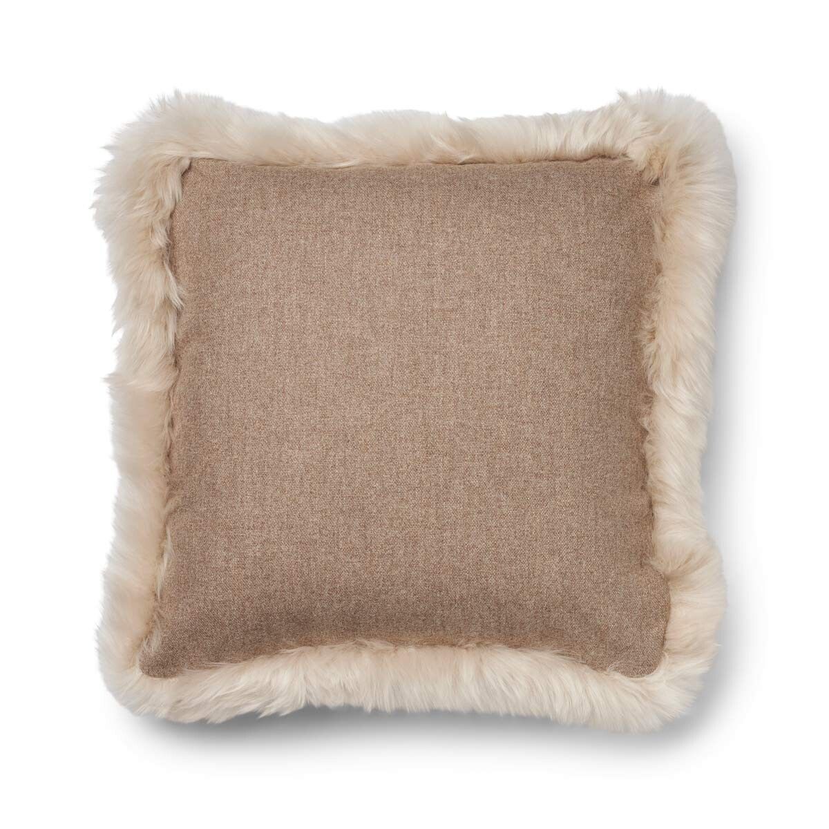 Wool Cushion | Long Wool Trim | 52x52 cm | 34x52 cm Beige/Linen
