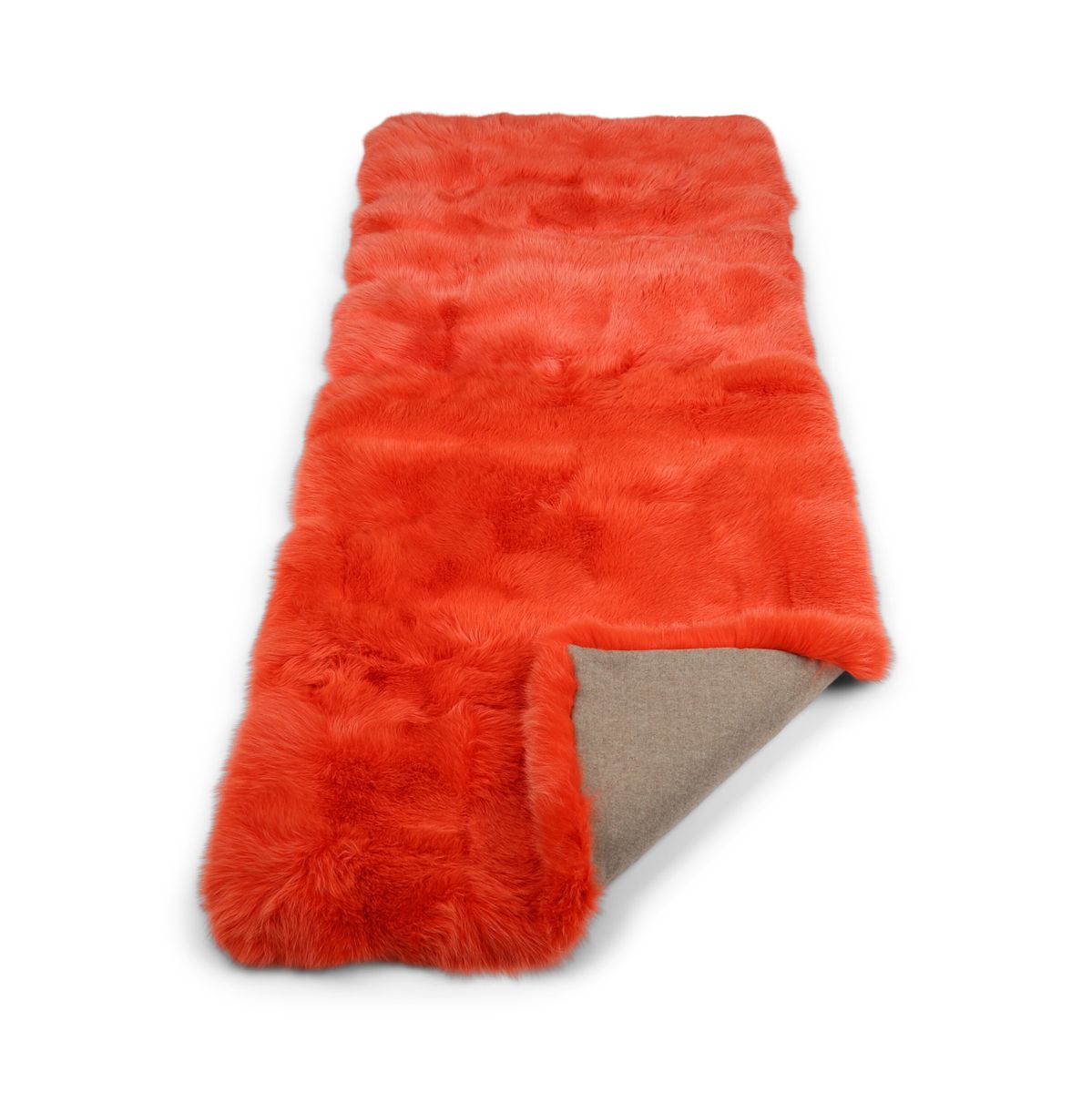 Premium Fox Throw | Cashmere Backing | Orange | 180x70 cm