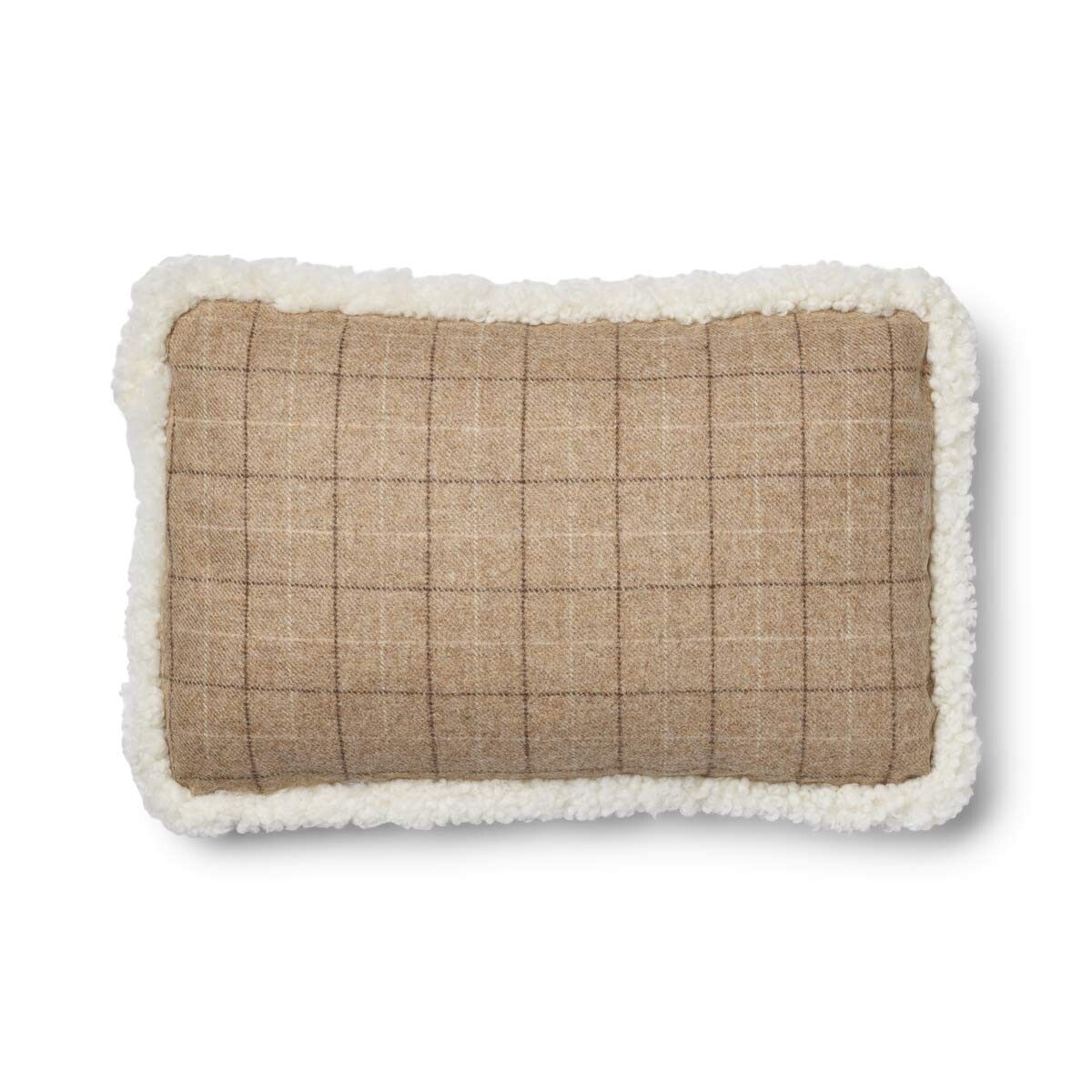 Wool Cushion | Doublesided | Short Wool trim | 52x52 cm | 34x52 cm Oatmeal-Beige/Ivory