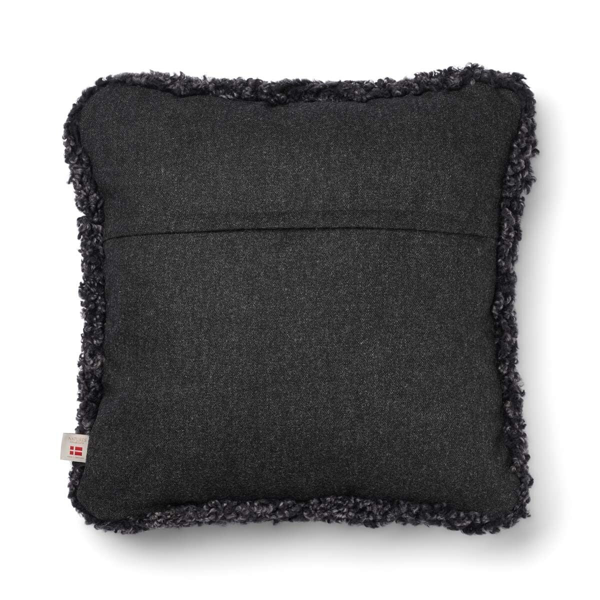 Wool Cushion | Short Wool Trim | 52x52 cm Charcoal/Anthracite