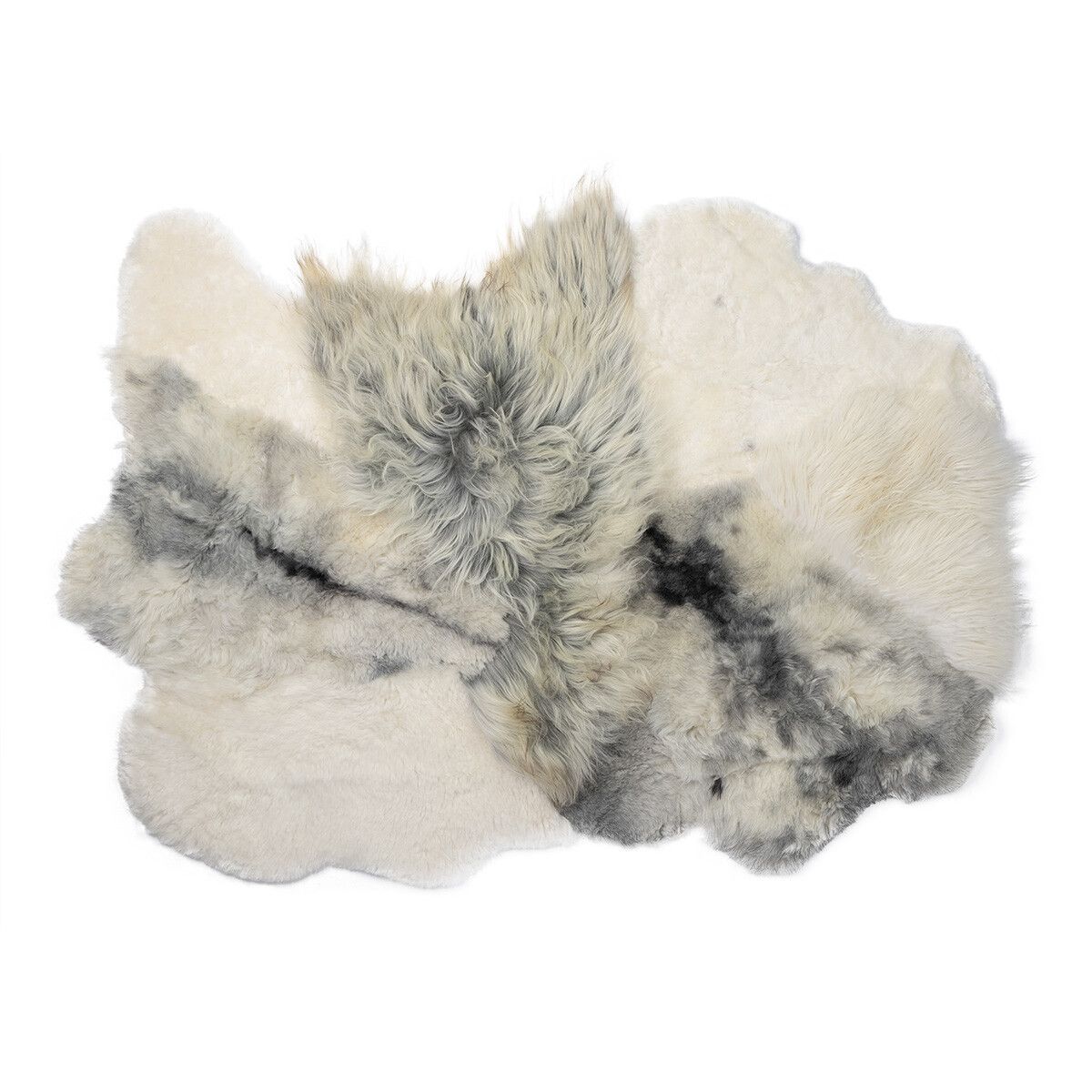 Long Wool / Short Wool Sheepskin Design Rug Natural Grey/White/Mix