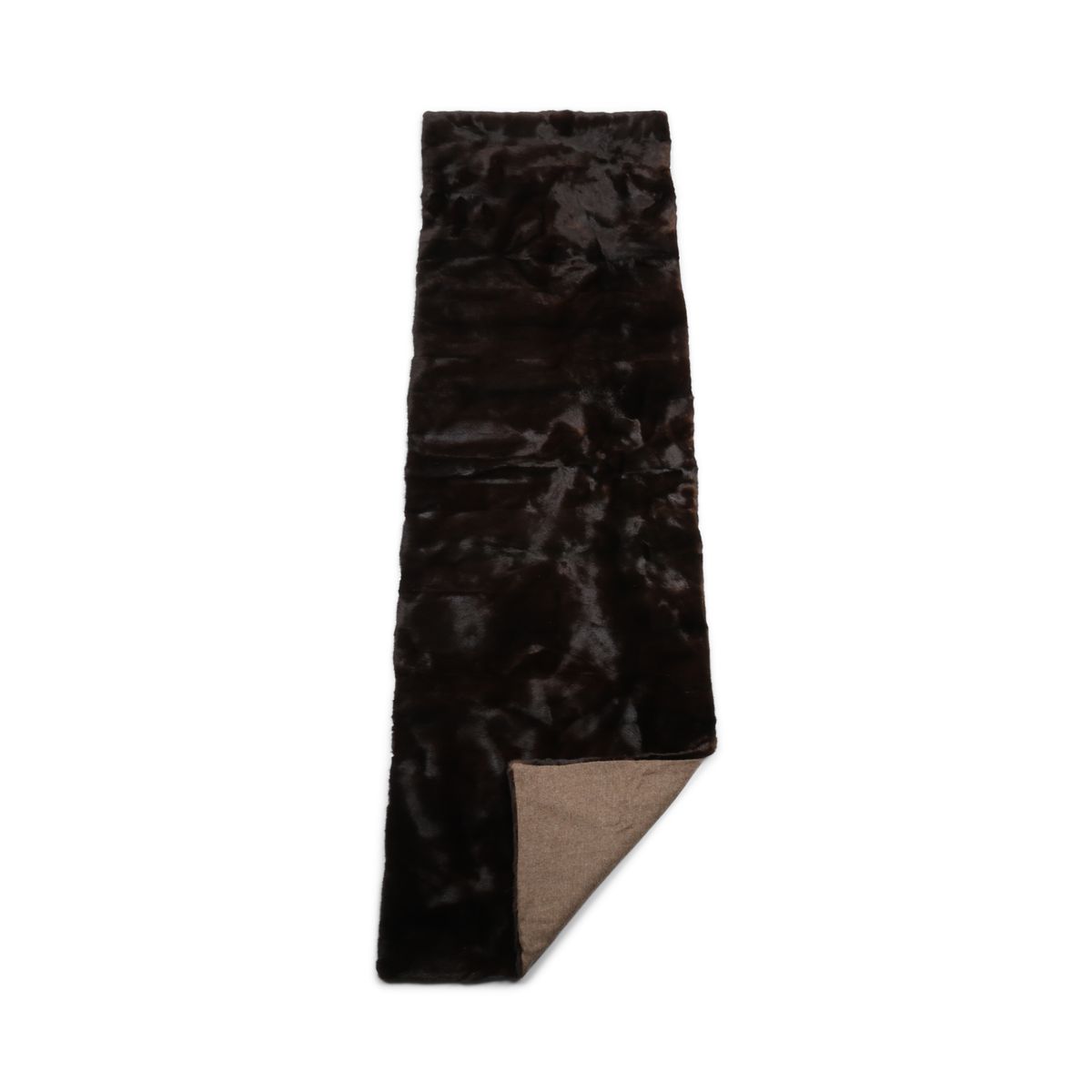 Mink Throw | Cashmere Backing | Dark Brown | 64x208 cm