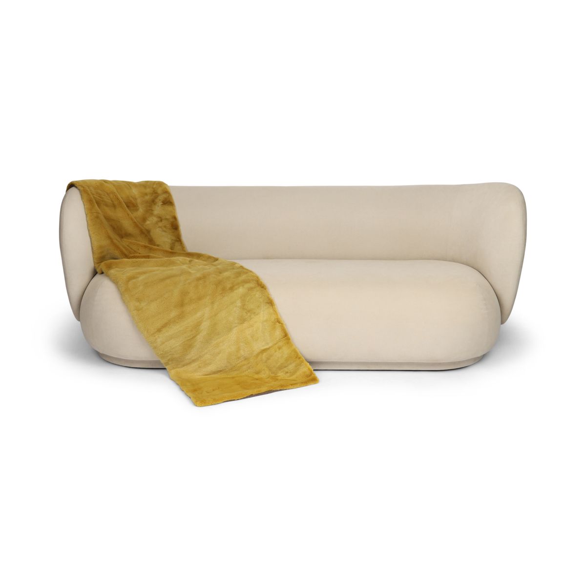 Mink Throw | Cashmere Backing | Mustard Yellow | 53x204 cm