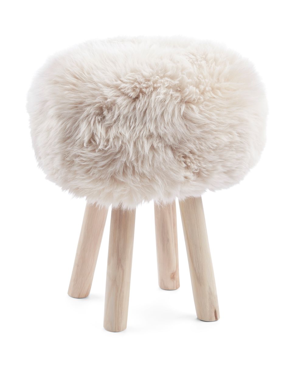 Sheepskin Stool Cover | Ø35xH17 cm Linen