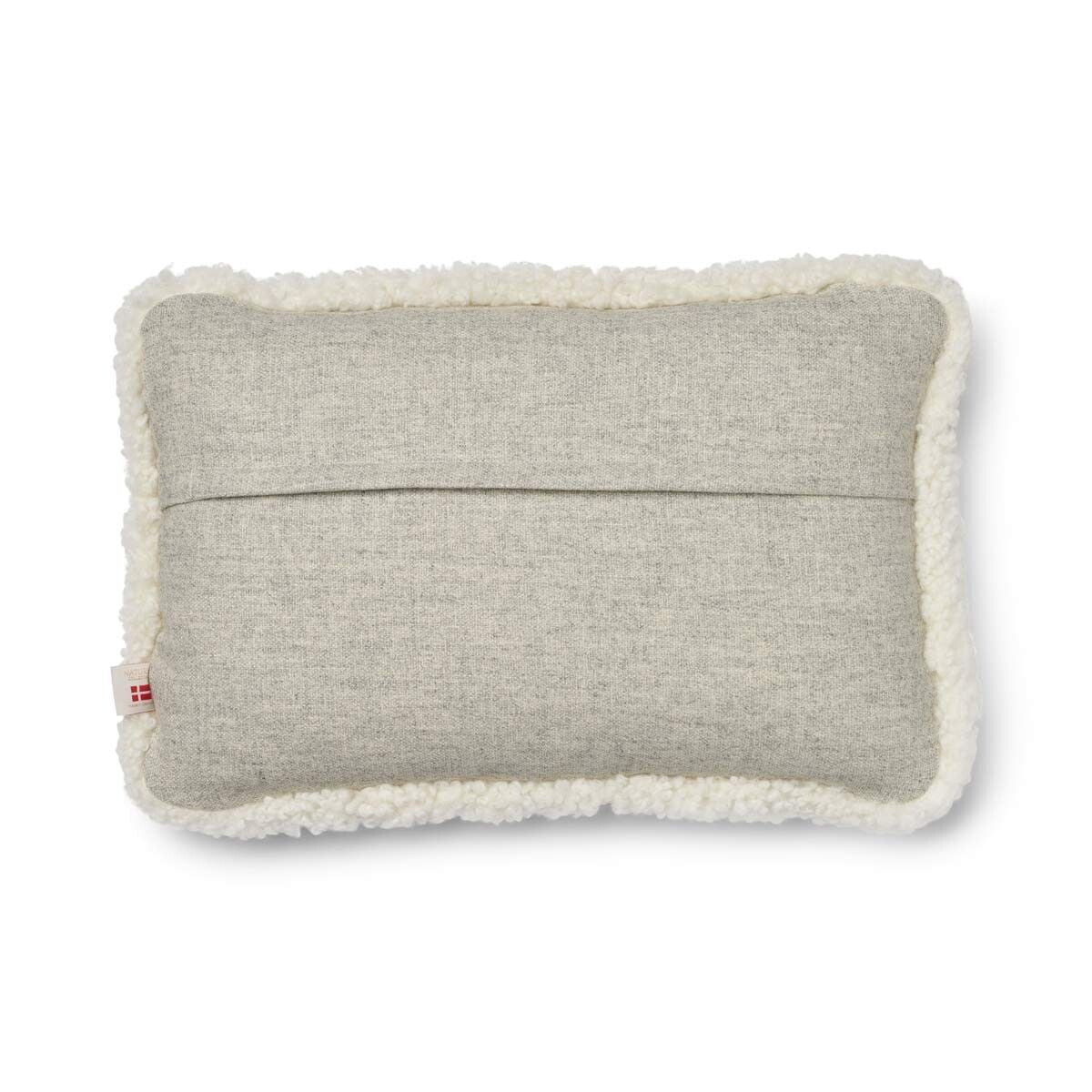 Wool Cushion | Short Wool Trim | 34x52 cm Silver/Ivory
