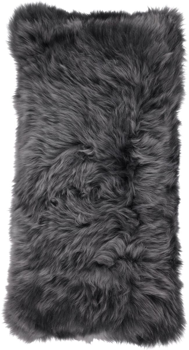 Long Wool Sheepskin Cushion | 28x56 cm Steel