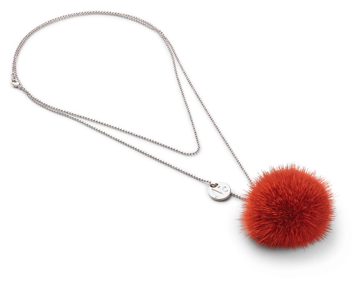 Necklace Pom Pom Brick Red