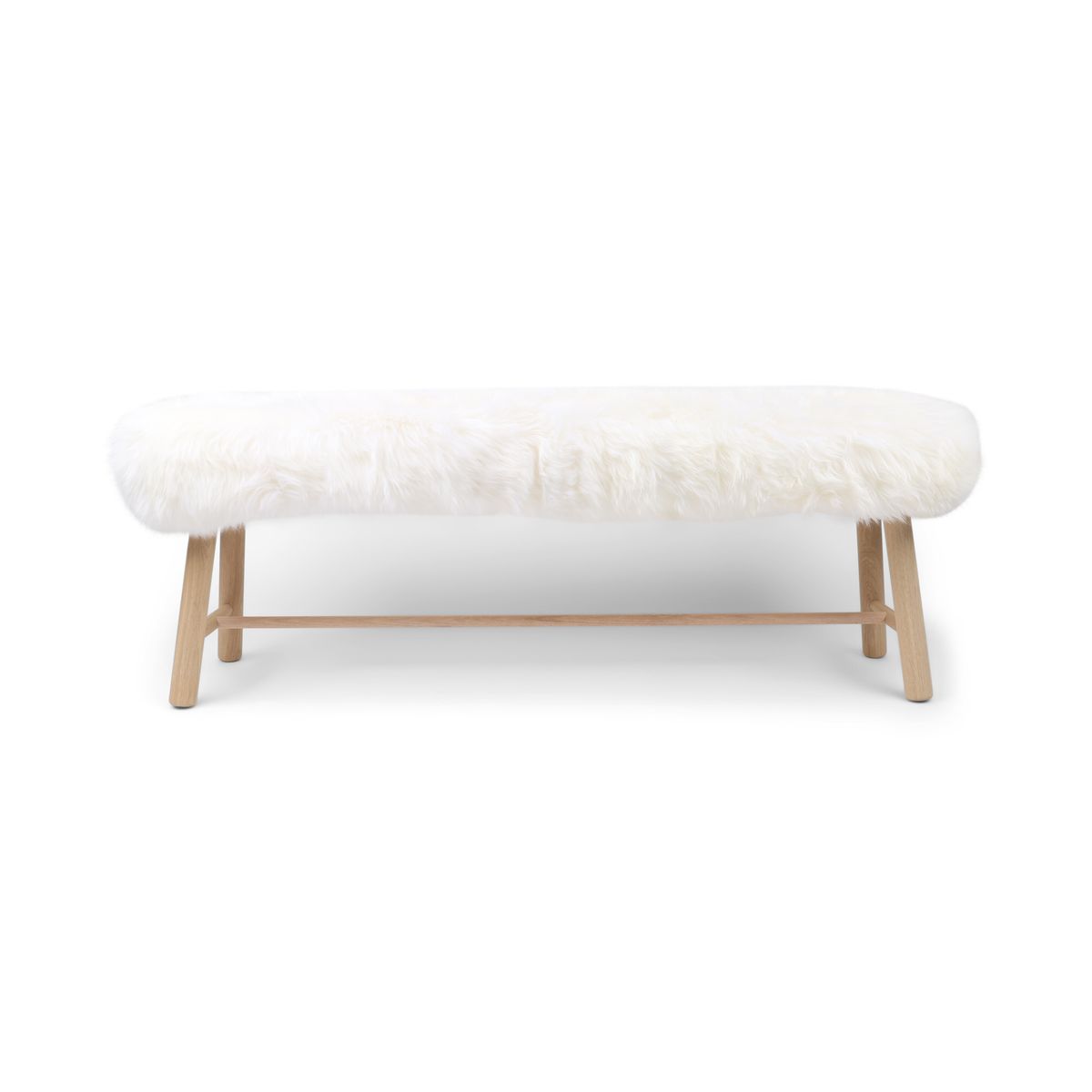 Theo Bench | New Zealand Long Wool Sheepskin | Oak Legs Ivory