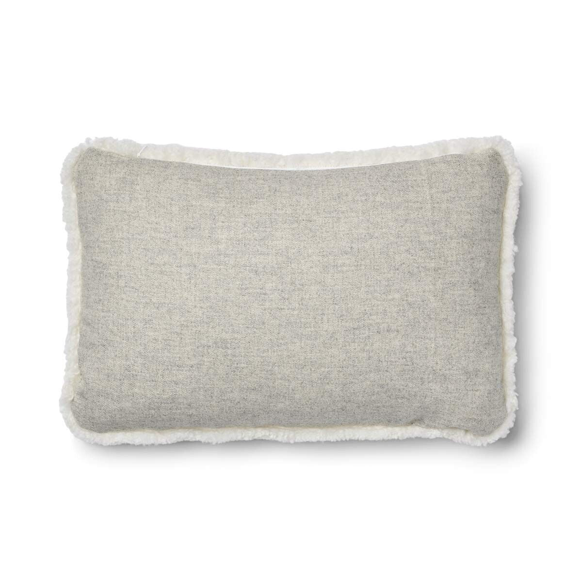 Short Wool Sheepskin Cushion | Two-sided |52x52 cm | 34x52 cm Silver/Ivory