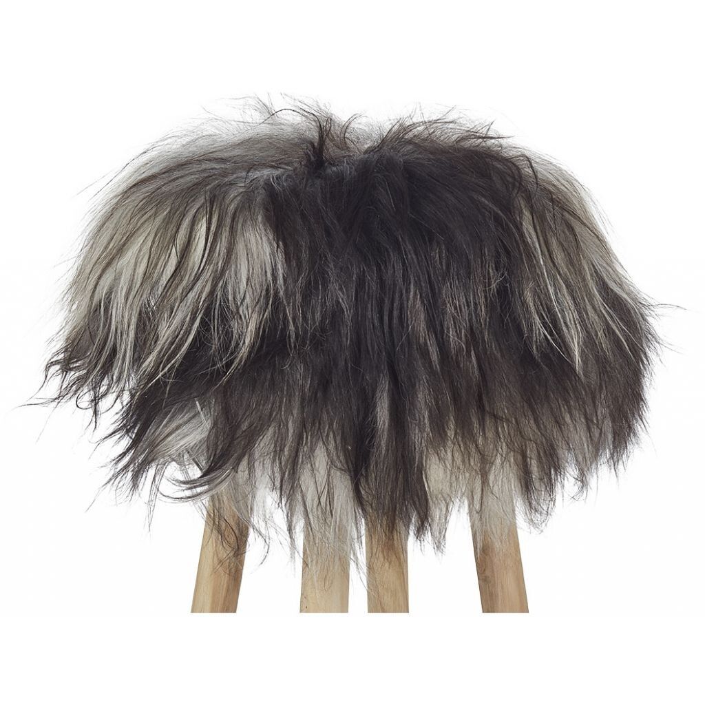 Theo Stool + Cover | Oak Legs | Icelandic Sheepskin Natural Grey