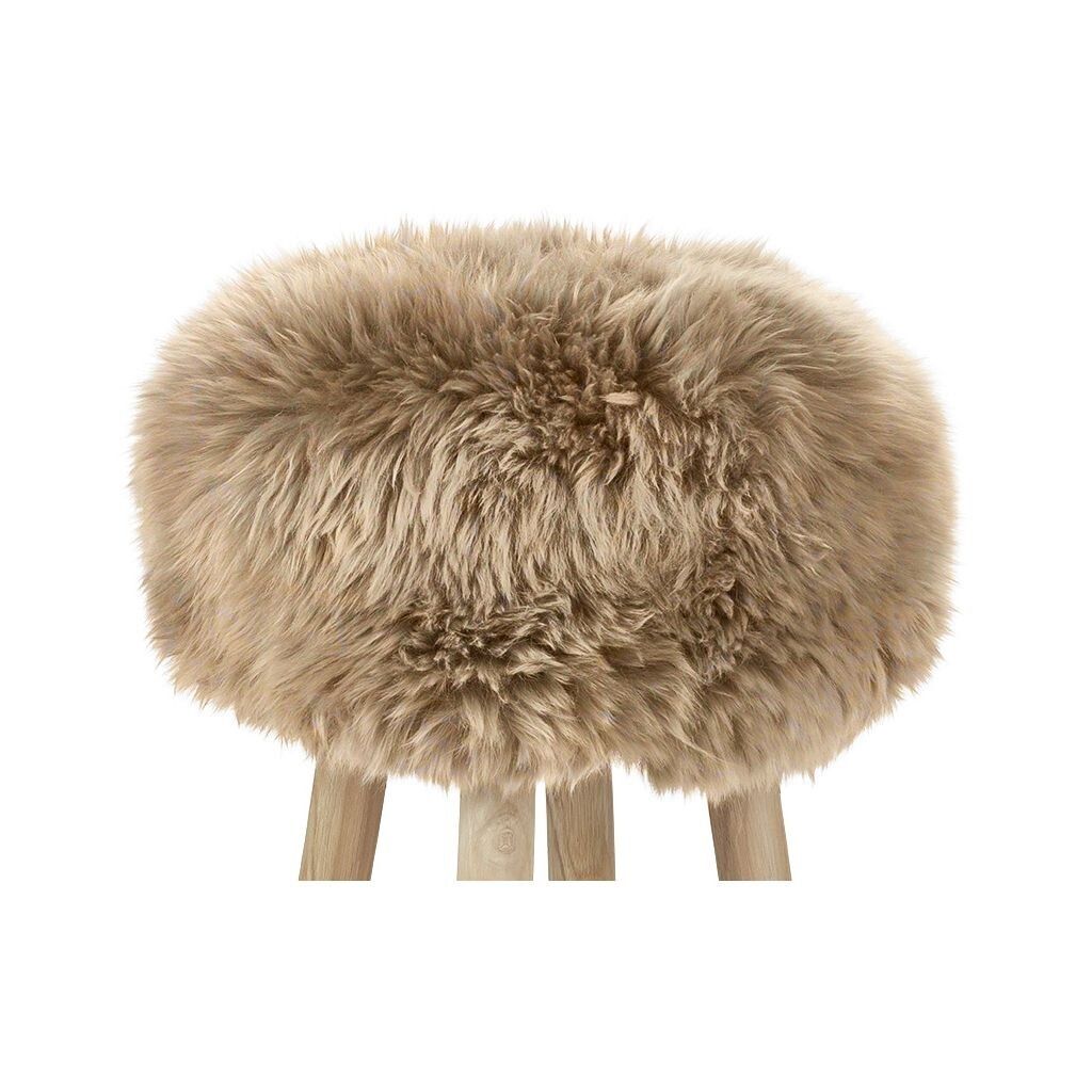 New Zealand Sheepskin Stool / Bar Stool Cover | Ø35xH17 cm Taupe