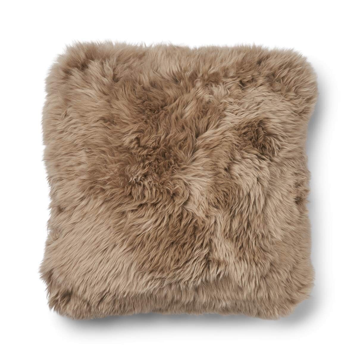 Long Wool Sheepskin Cushion | 52x52 cm Beige/Taupe
