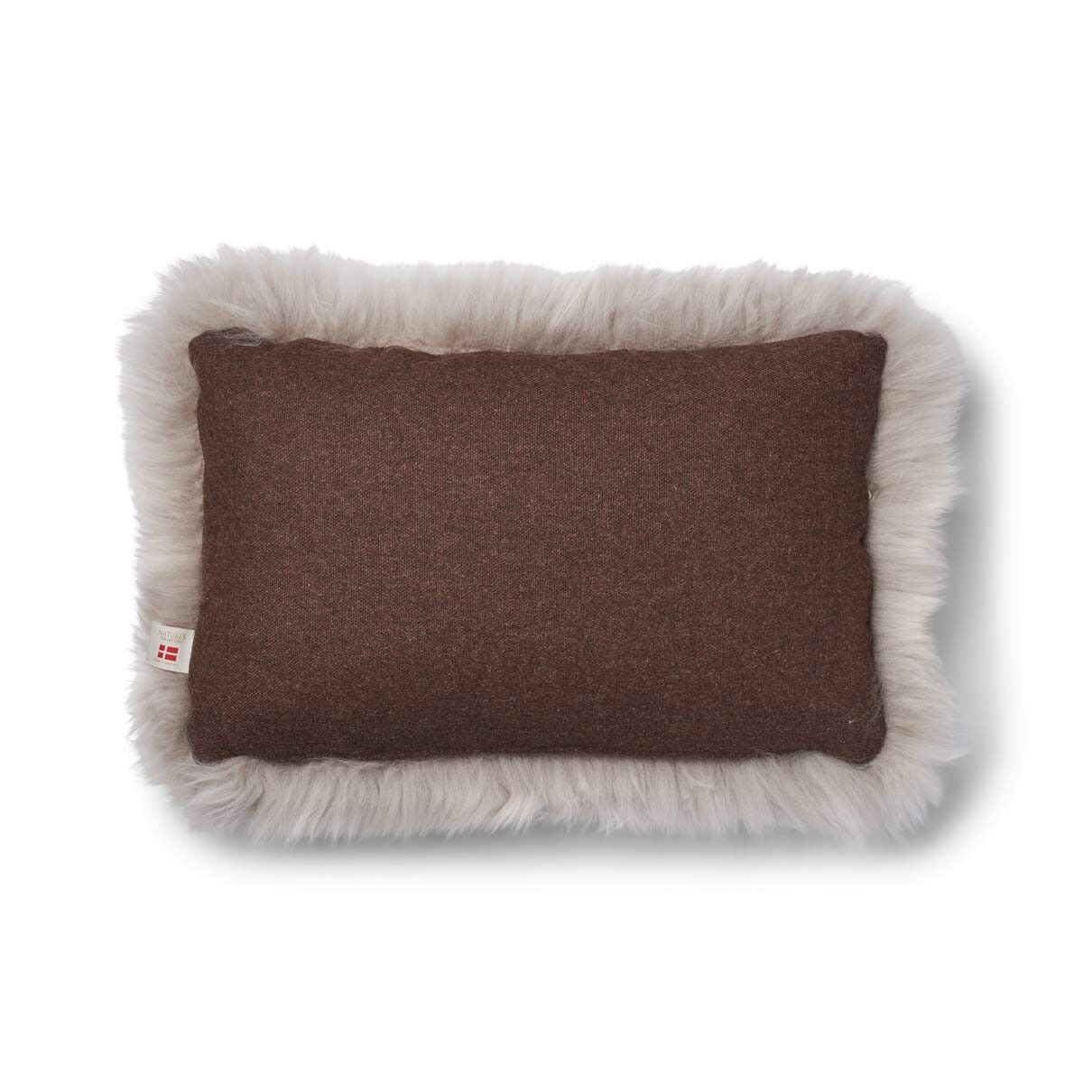 Long Wool Sheepskin Cushion | 34x52 cm Brown/Dove