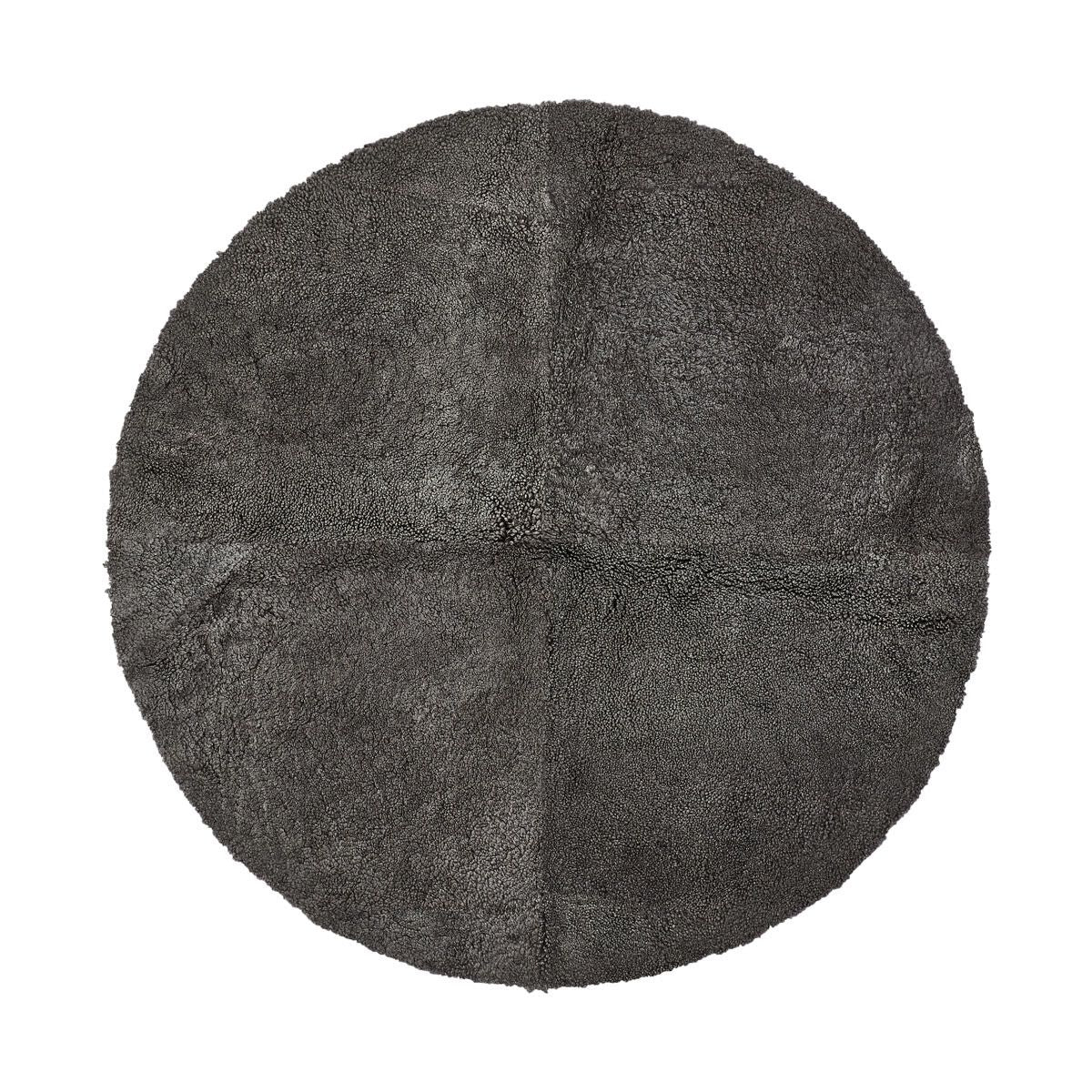 Short Wool Curly Sheepskin Design Rug | Ø180 cm Graphite