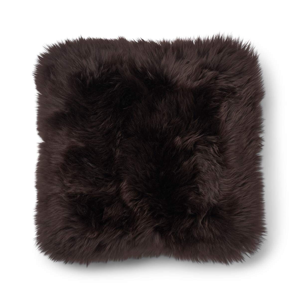 Long Wool Sheepskin Cushion | 52x52 cm Brown/Chocolate