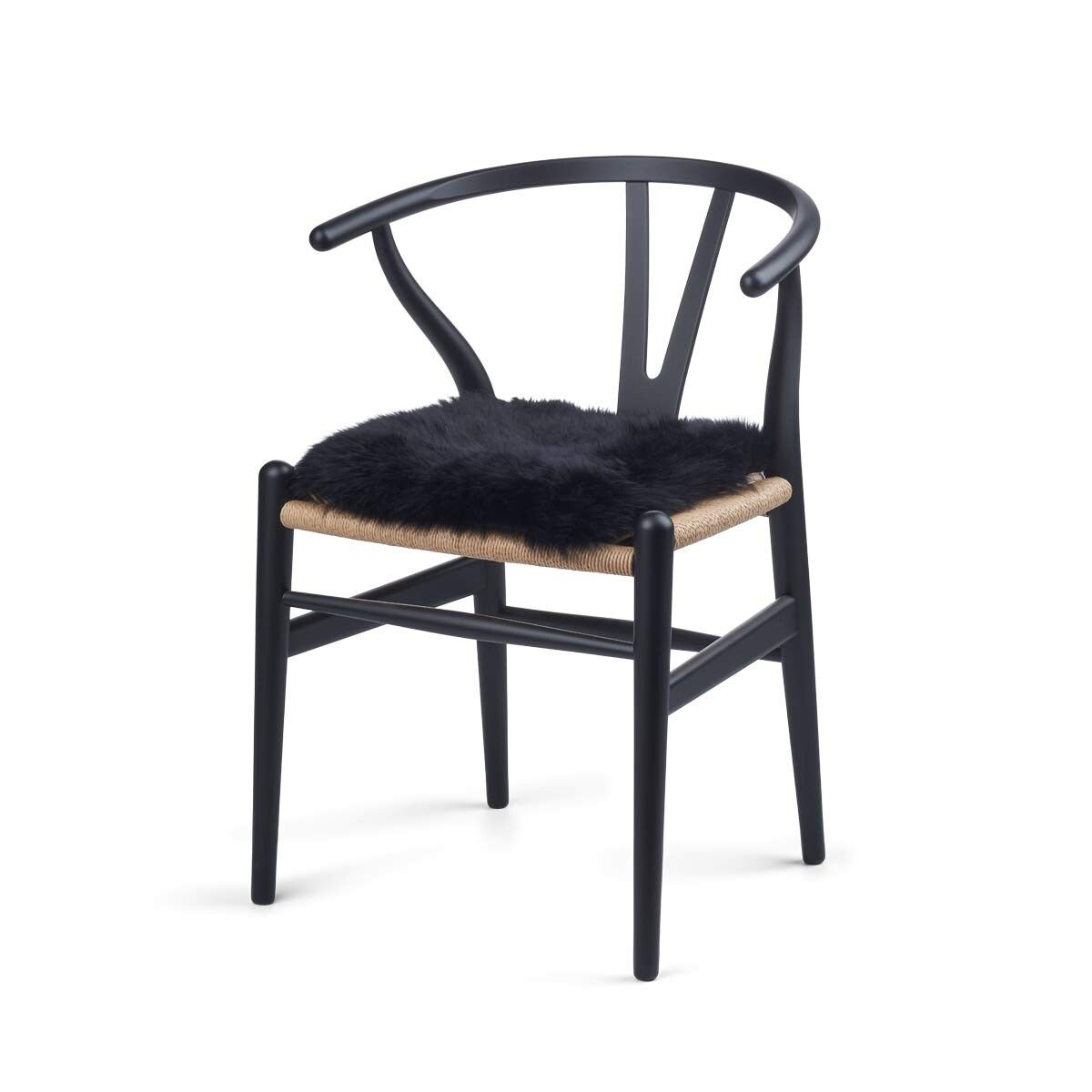 Long Wool Sheepskin Seat Cover Zero Waste Black