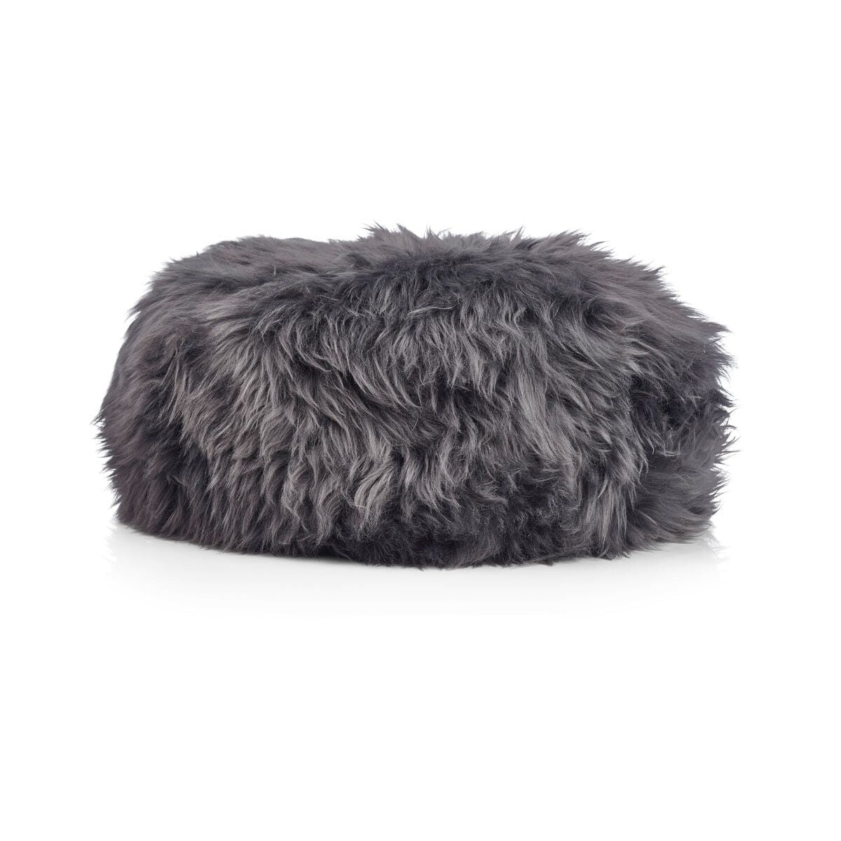 Sheepskin Stool Cover | Ø35xH17 cm Steel