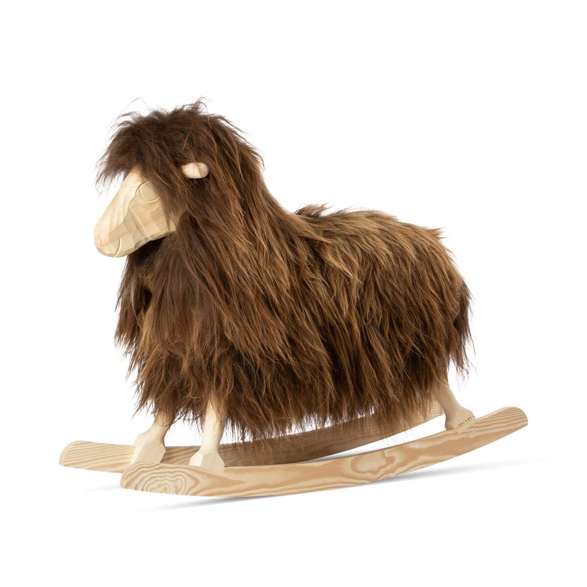 Rocking Sheep | Long Wool | L85xW25xH60 cm Rusty Brown