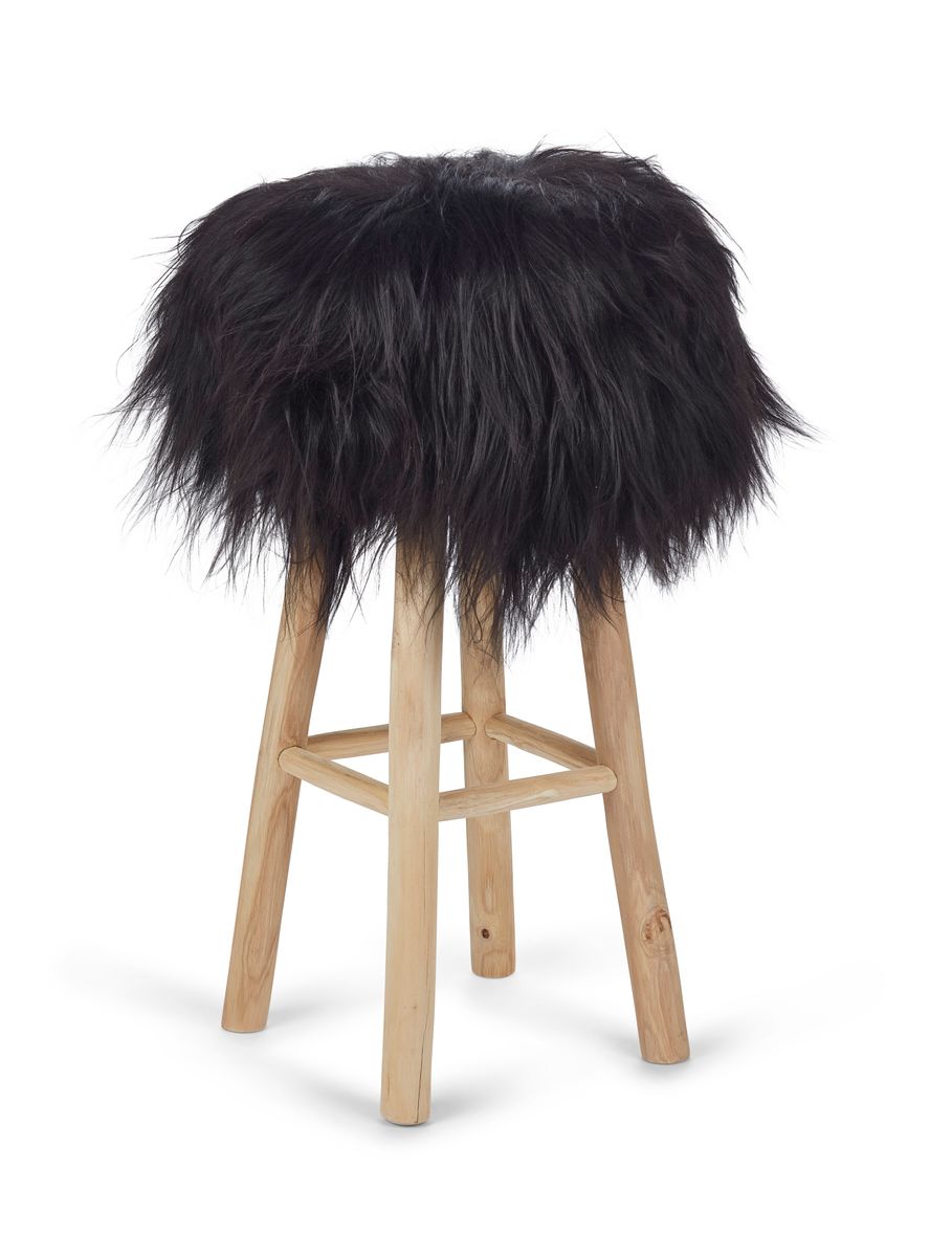 Long-Wool Stool Cover | Icelandic Sheepskin Blacky