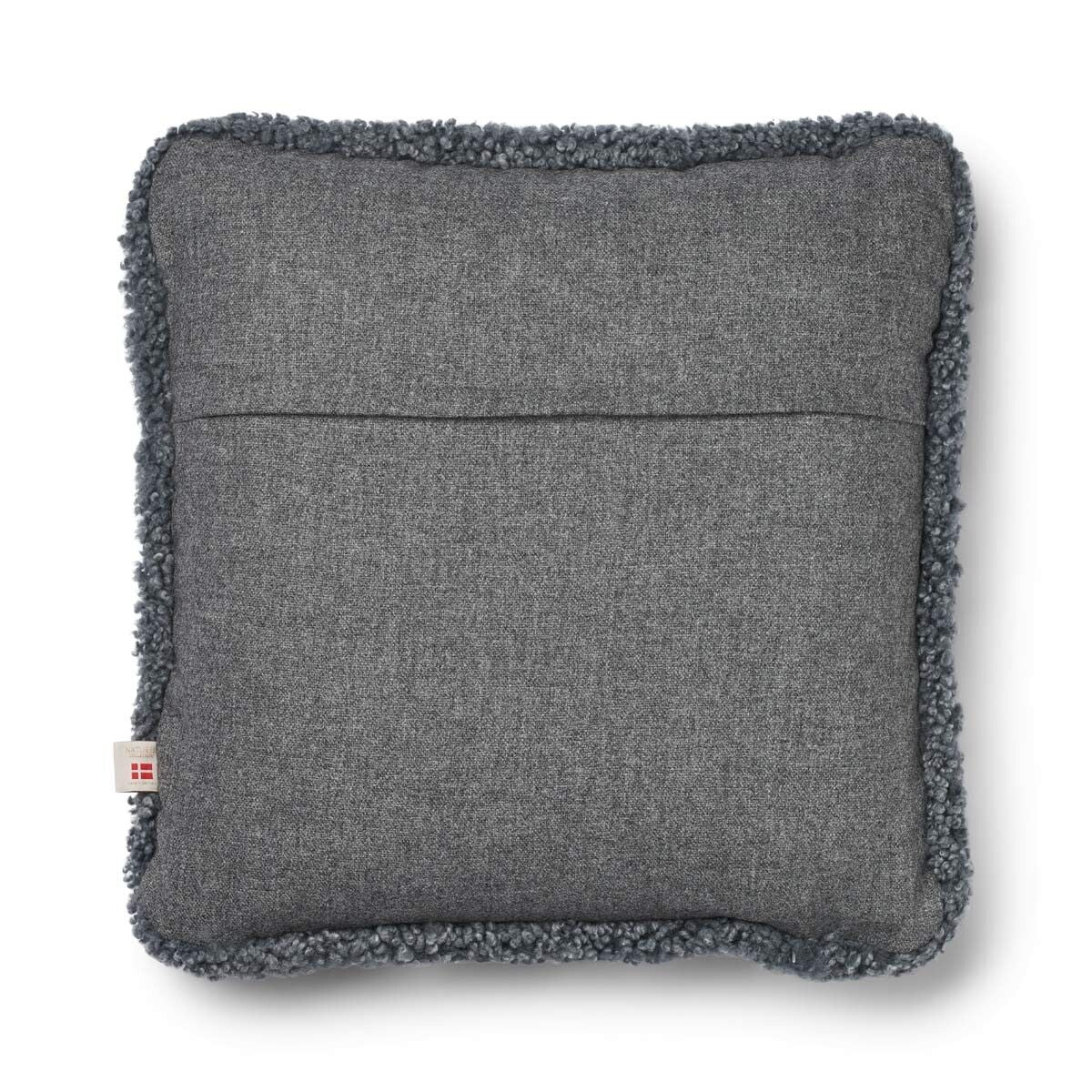 Wool Cushion | Short Wool Trim | 52x52 cm Stone/Light Grey