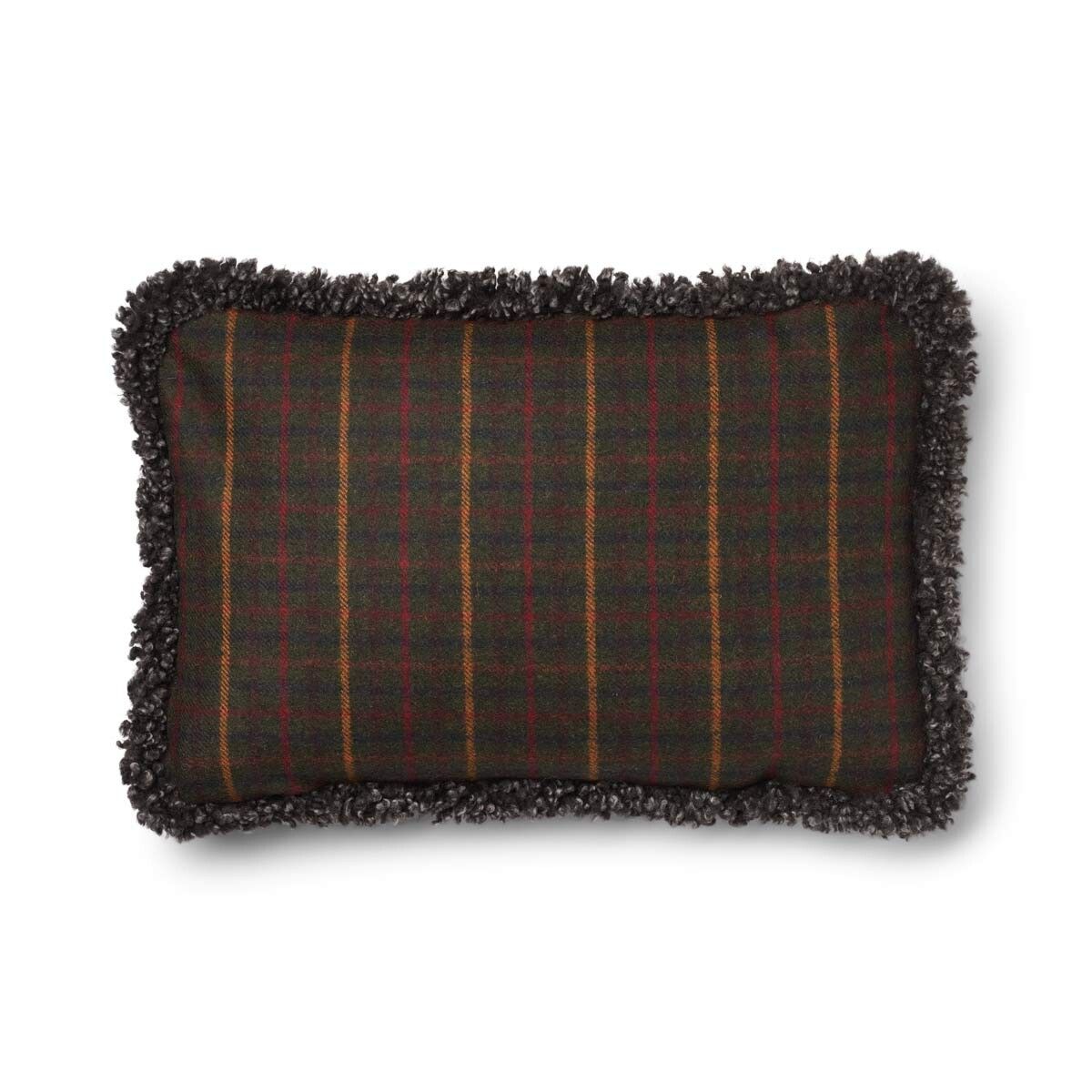 Wool Cushion | Doublesided | Short Wool trim | 52x52 cm | 34x52 cm Kilberry Fir-D. Green/Capp.i