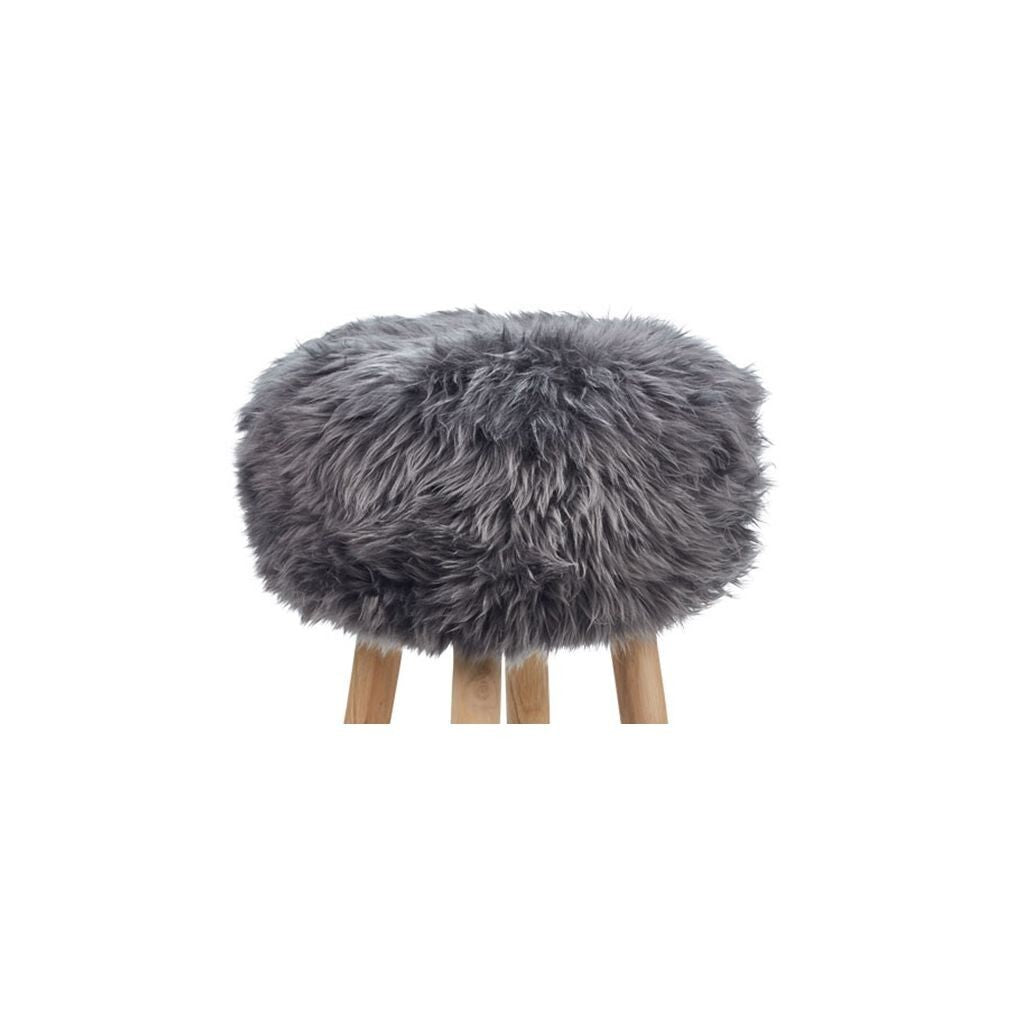 New Zealand Sheepskin Stool / Bar Stool Cover | Ø35xH17 cm Steel