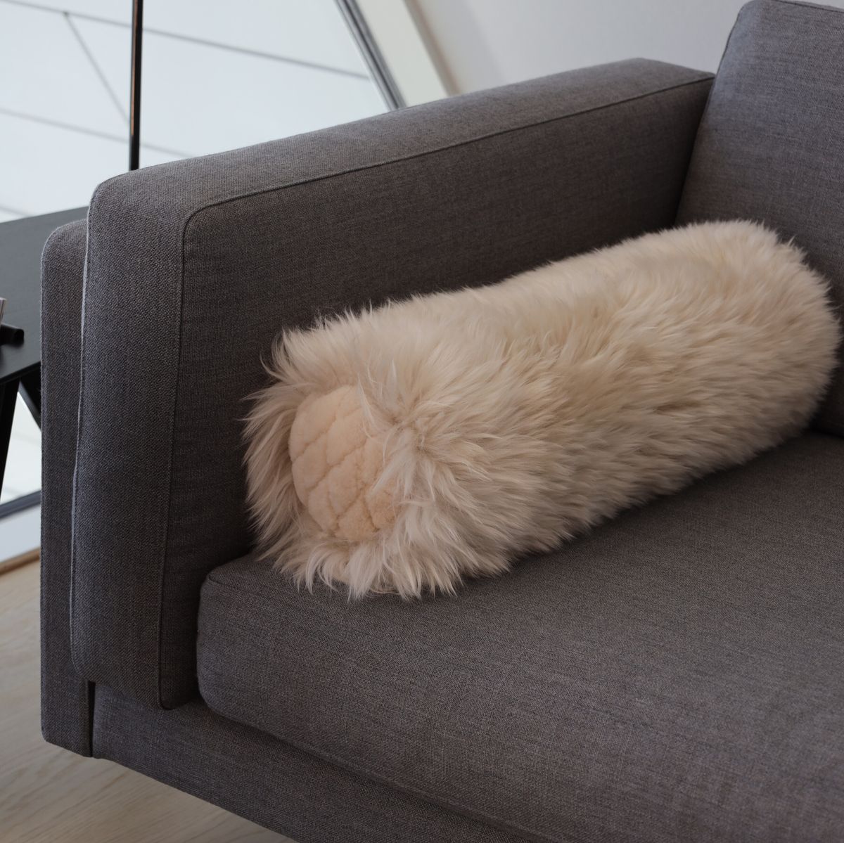 Bolster Cushion | Long Wool Ivory/White