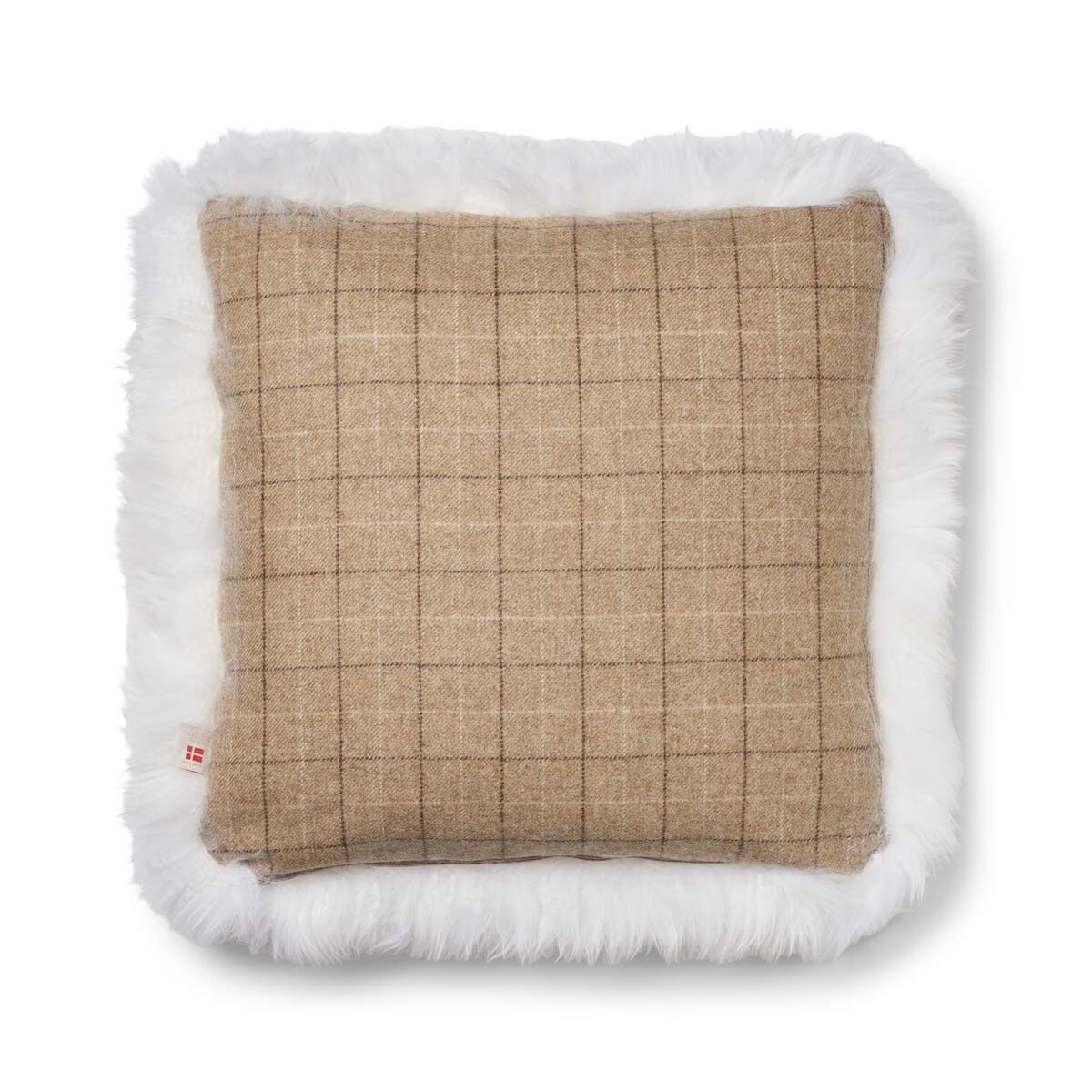 Two-sided Cushion | Long Wool | 52x52 cm Oatmeal-Beige/Ivory