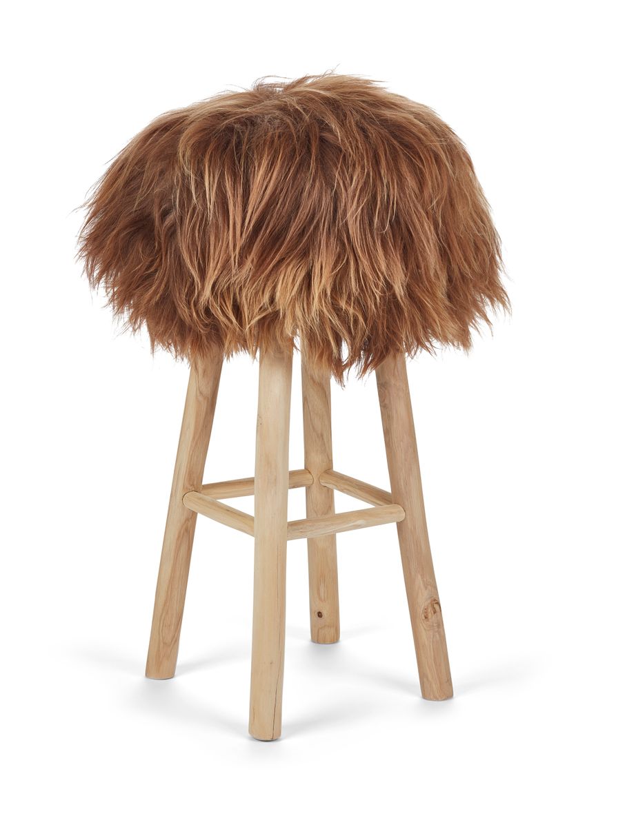 Long-Wool Stool Cover | Icelandic Sheepskin Rusty Brown