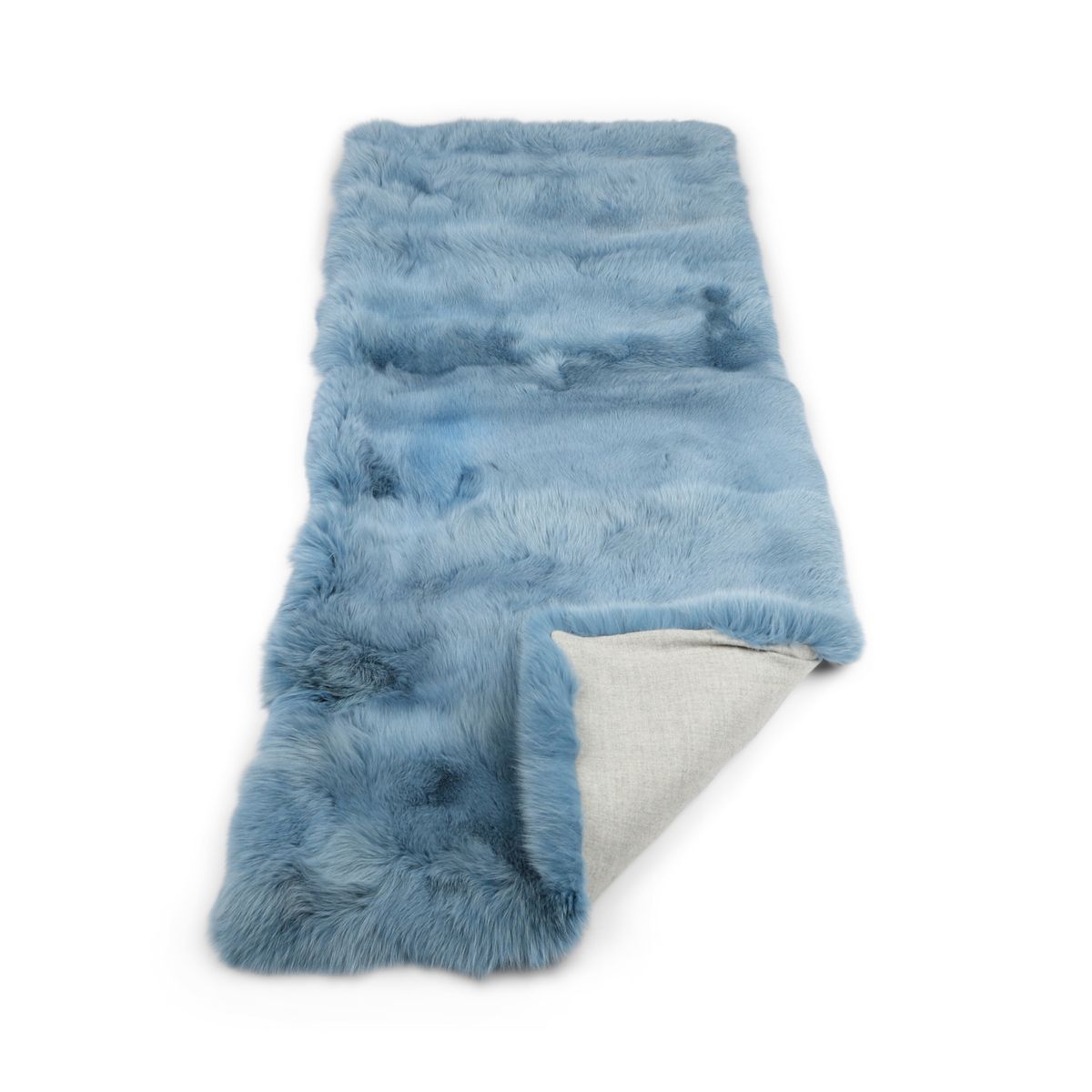 Premium Fox Throw | Cashmere Backing | Sky Blue | 190x70 cm