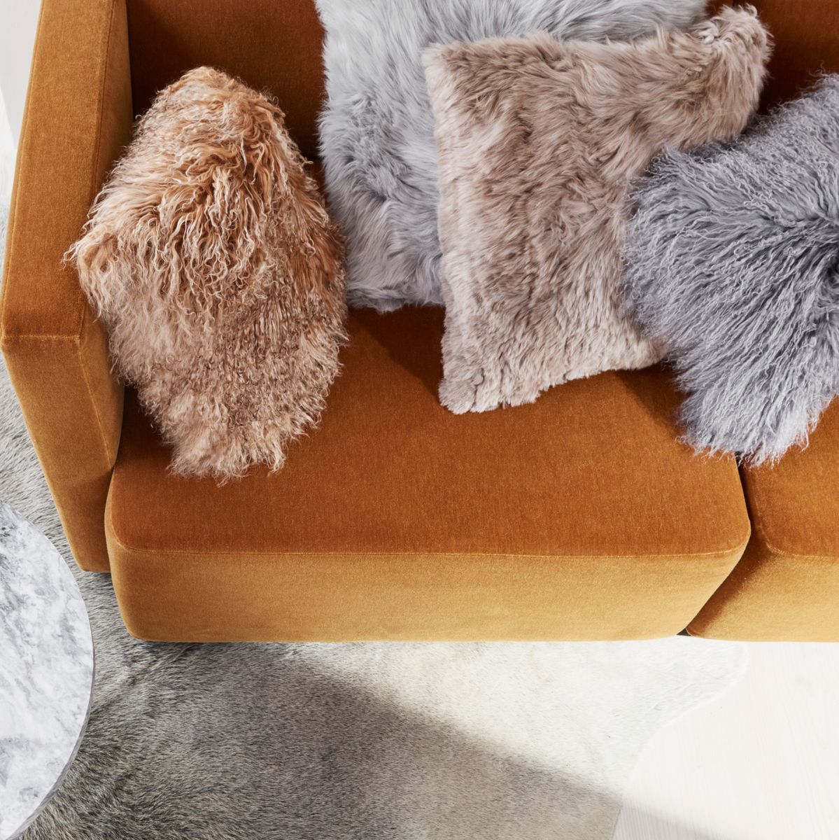 Curly Sheepskin Cushion | Doublesided | 40x40 cm Arctic Sunrise